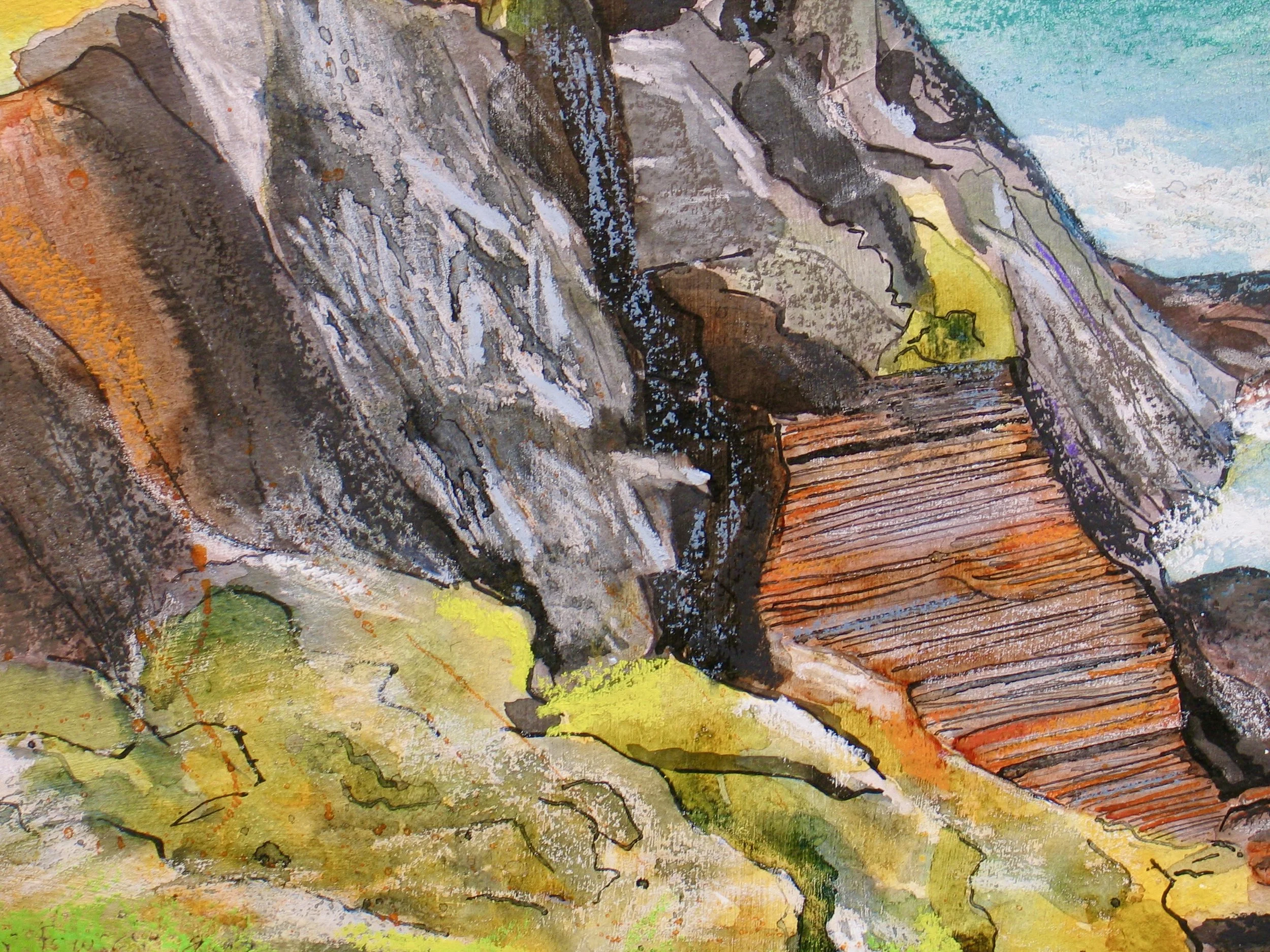 Pembrokeshire rocks, detail from original mixed media painting