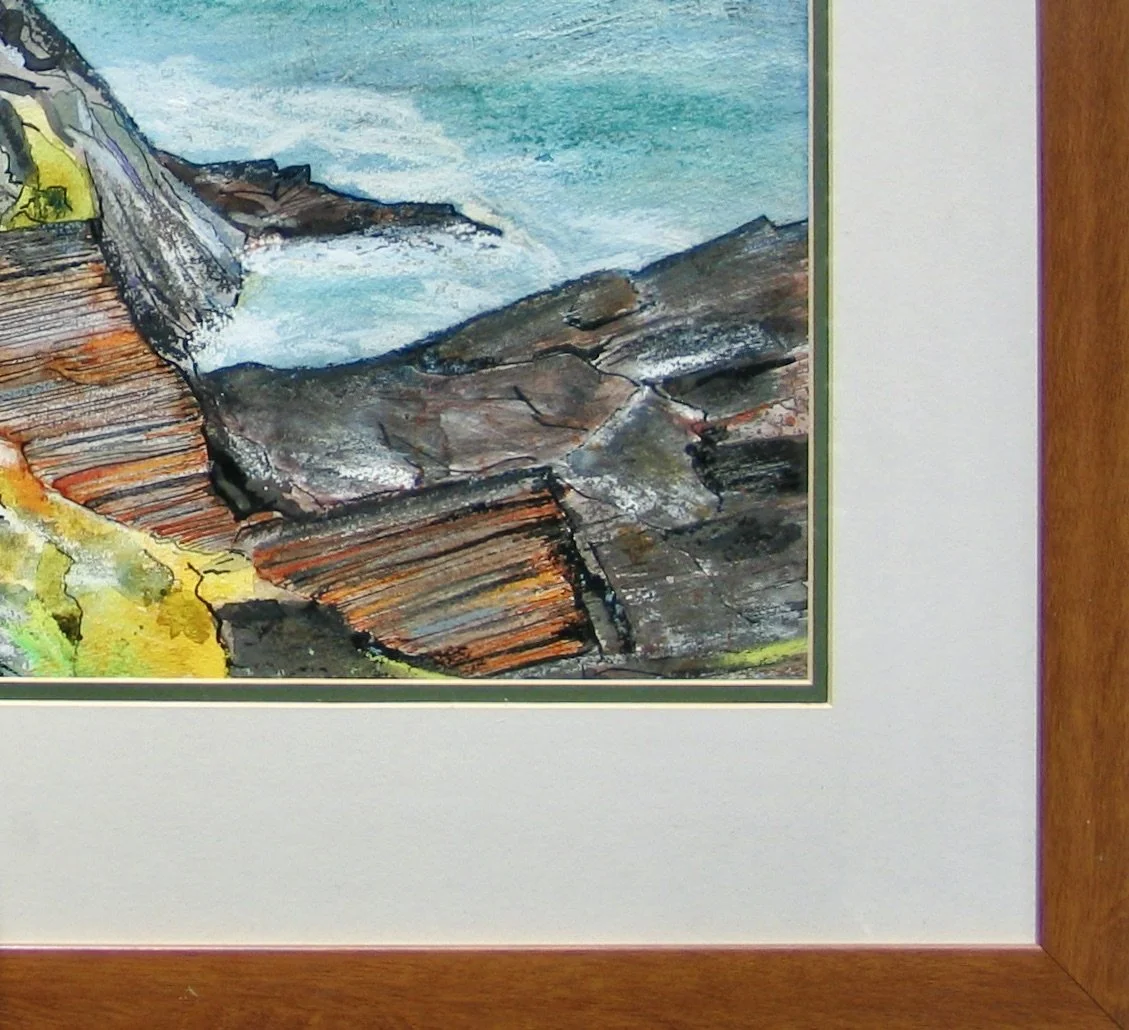 Welsh seascape painting, Pembrokeshire, detail