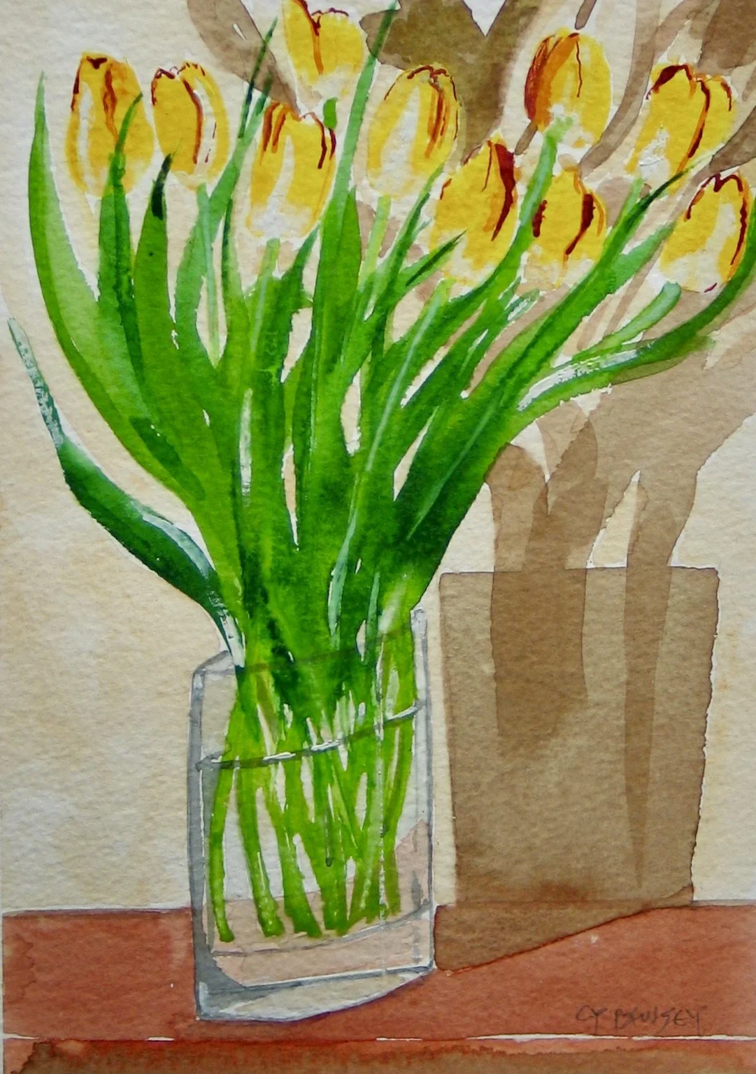 Tulips watercolour by Cy Pawsey