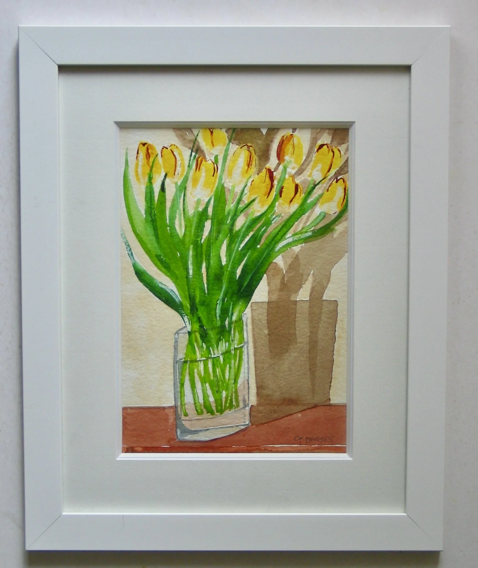 Watercolour flower painting mounted and framed available at galeriecy.com