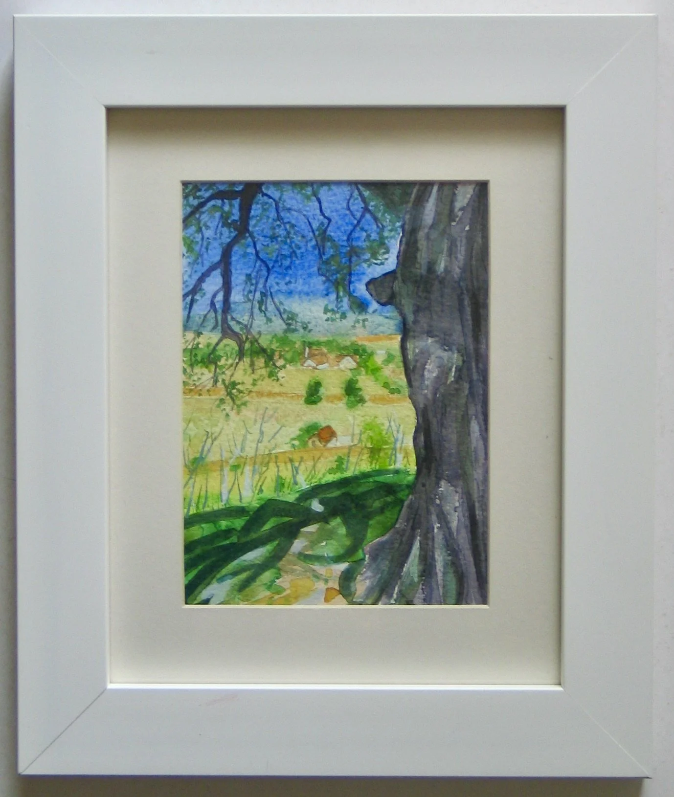 Ready to hang watercolour painting of Golden Valley, Herefordshire