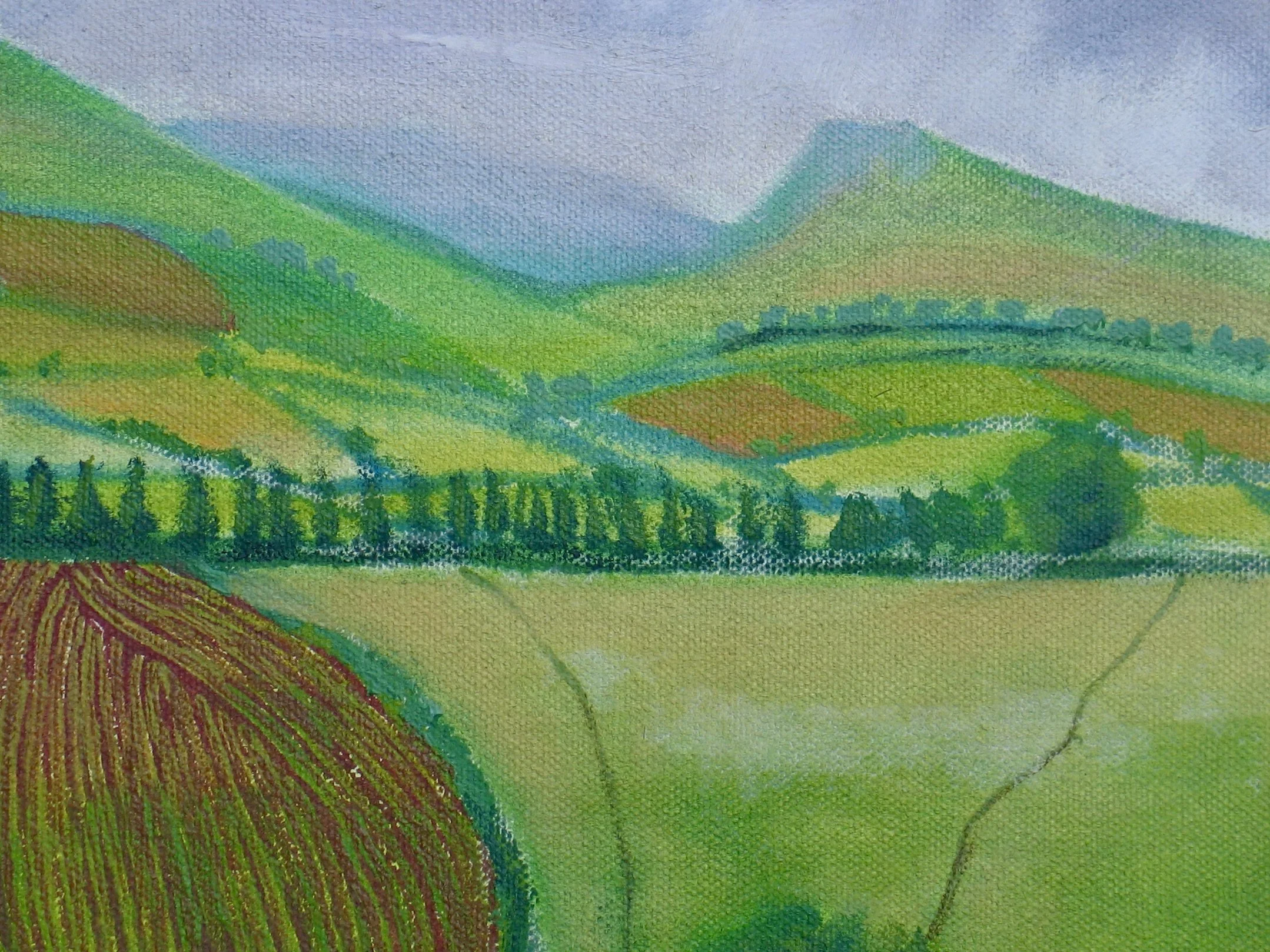 Brecon Beacons oil painting, detail