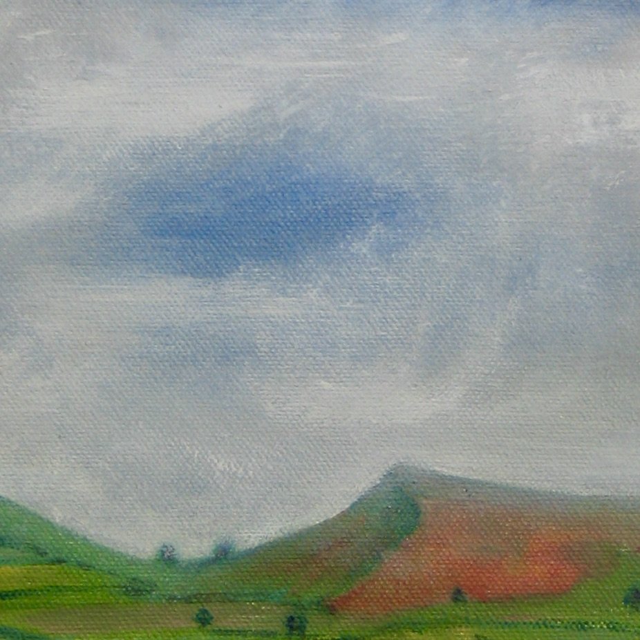 Sky over Mynydd Troed, oil painting detail