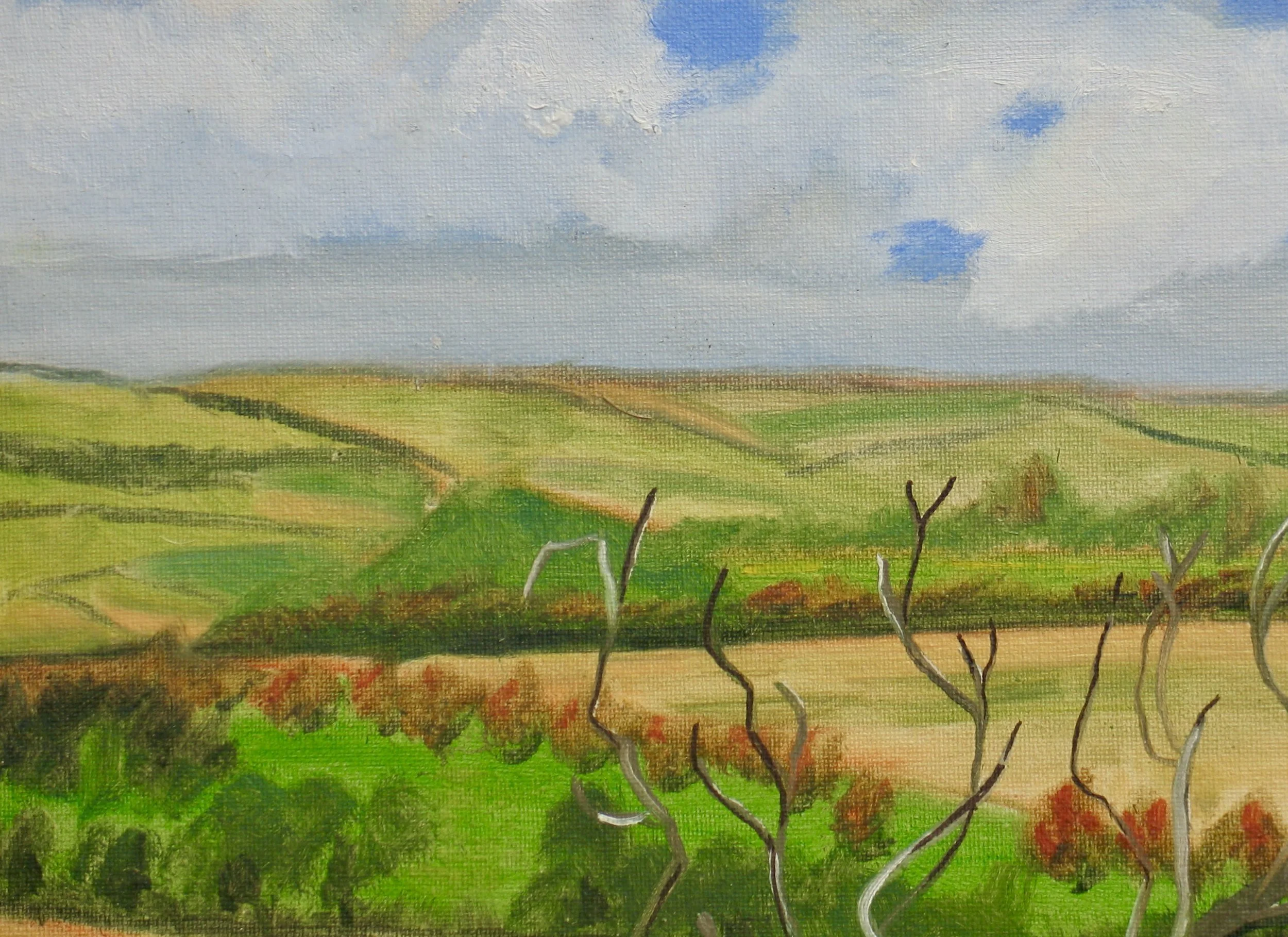 Brecon Beacons oil painting, detail