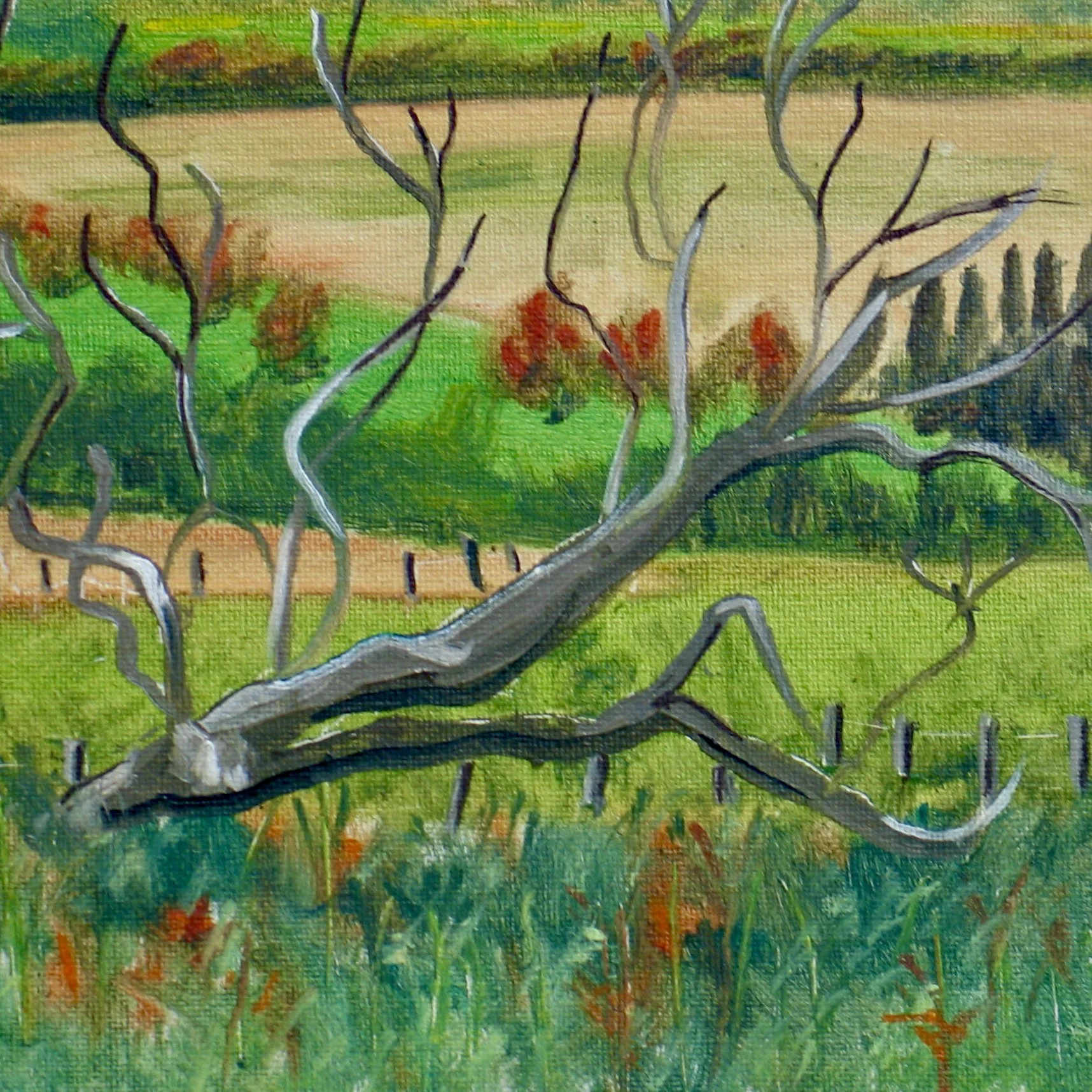 Original en plein air oil painting by Cy Pawsey, detail