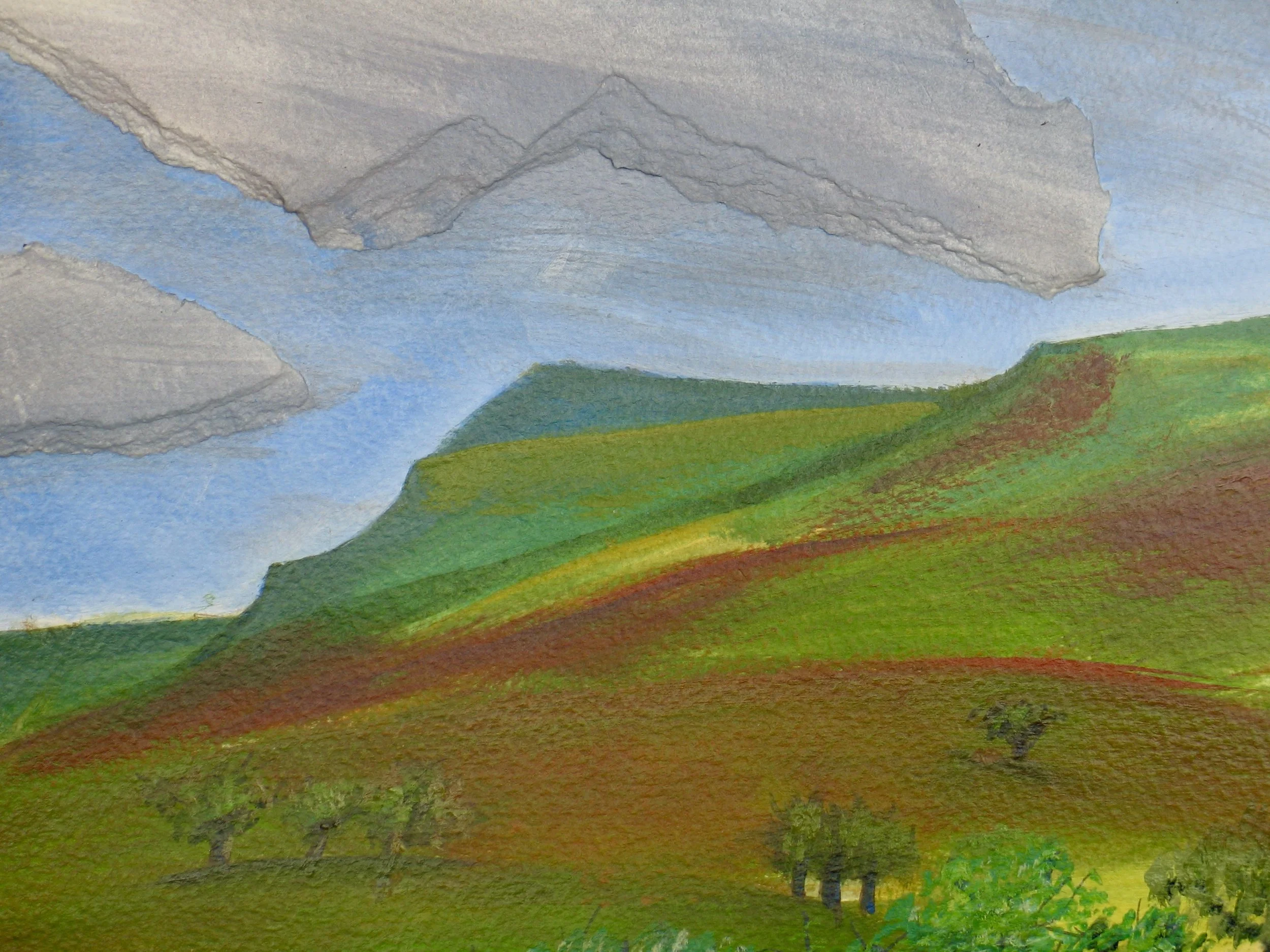 Detail from an original painting of the Black Mountains, Wales