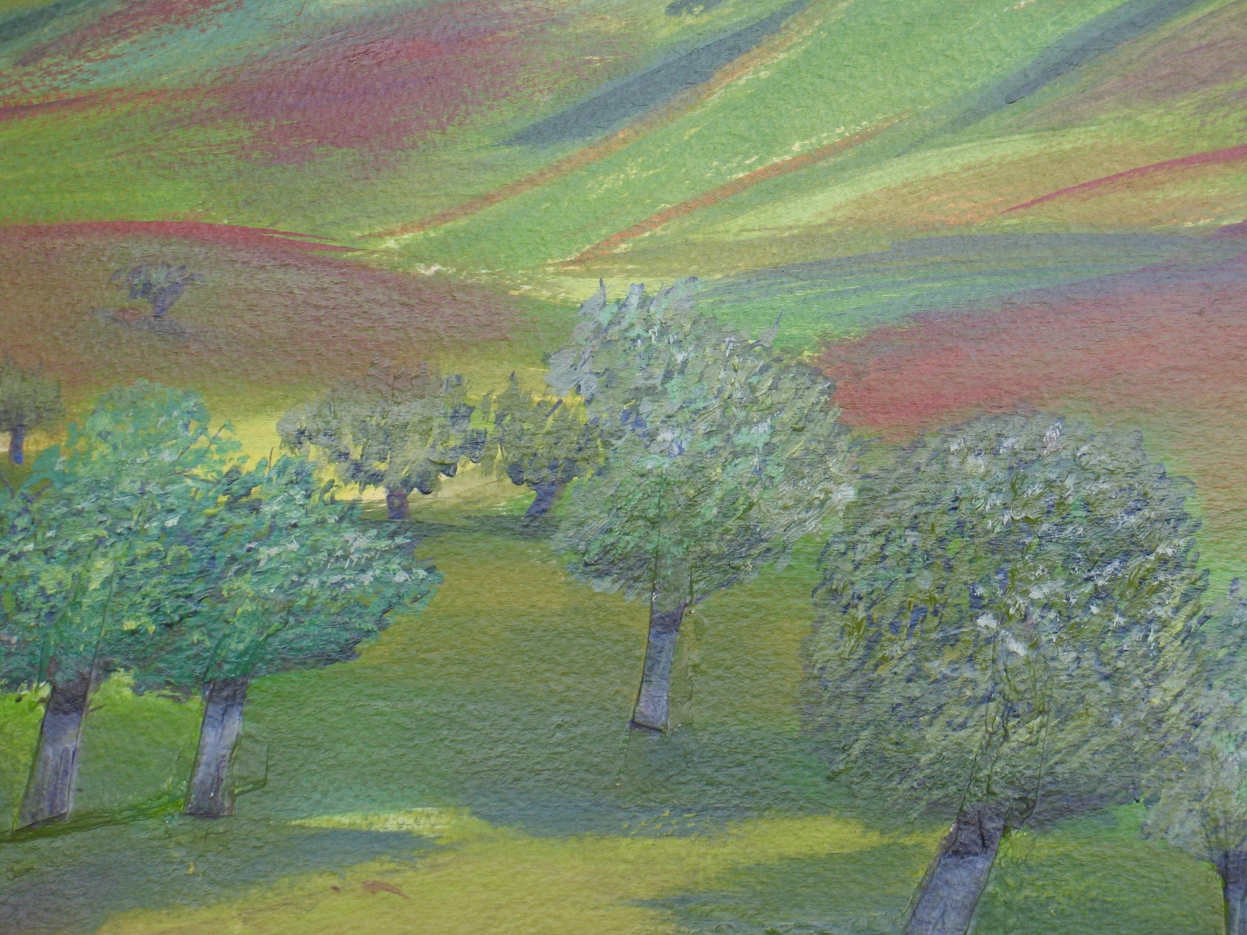 Trees on Rhos Fach common, detail.