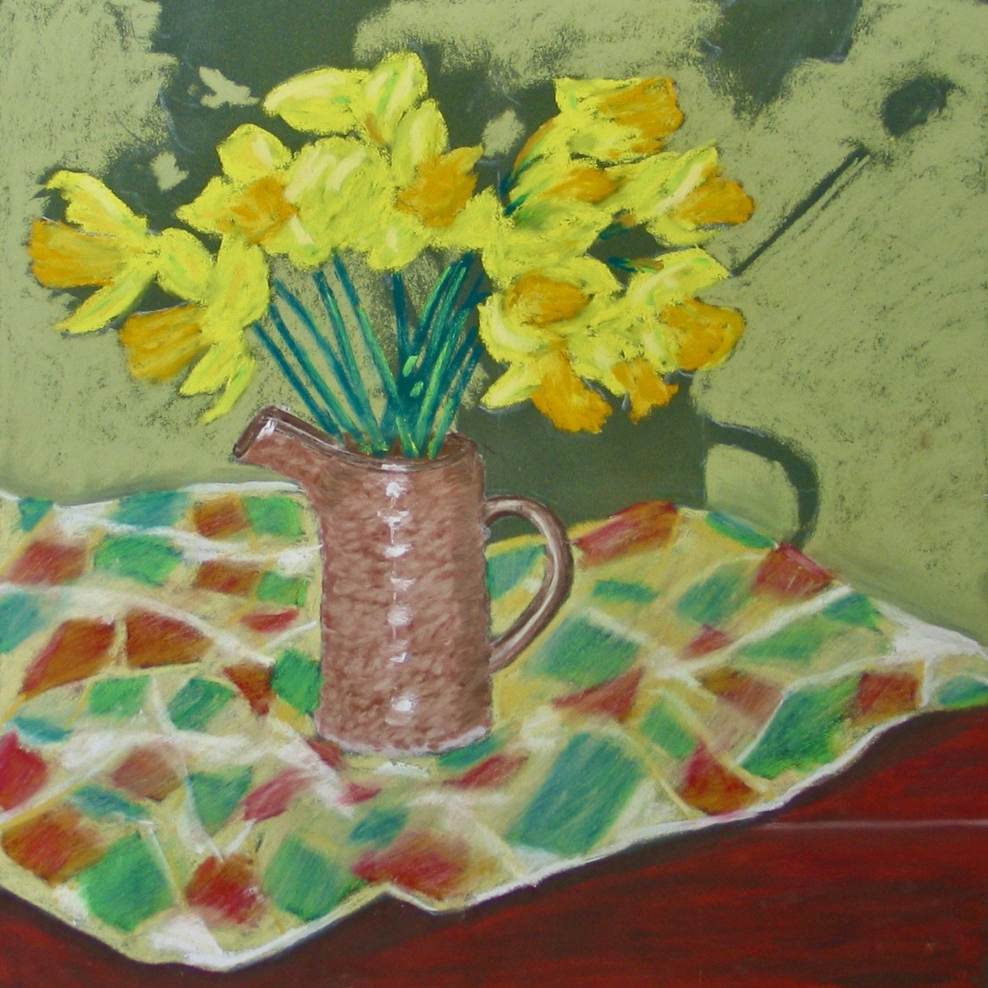 Daffodils in a studio pot by Cy Pawsey