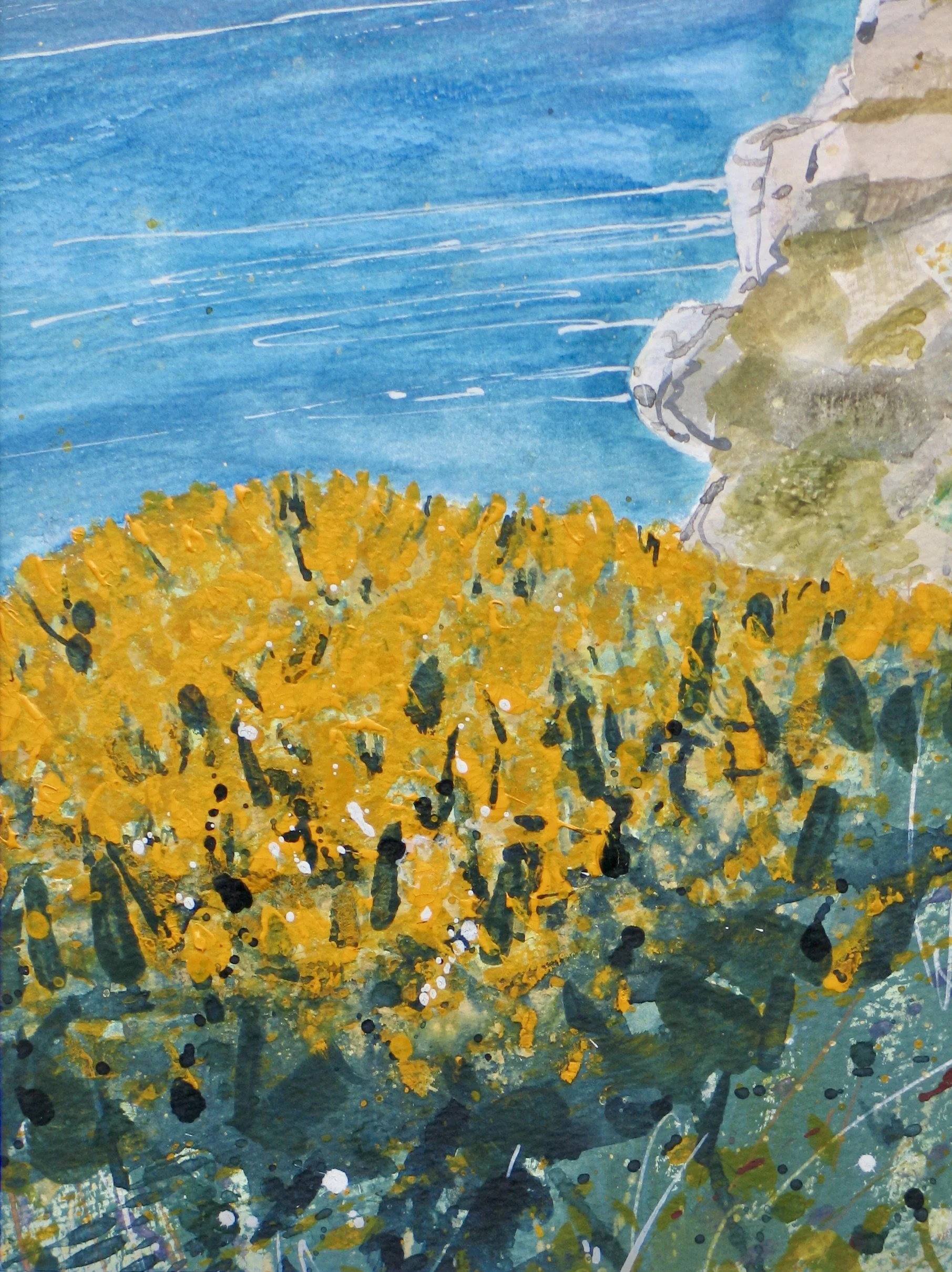 Cornwall coast watercolour, detail