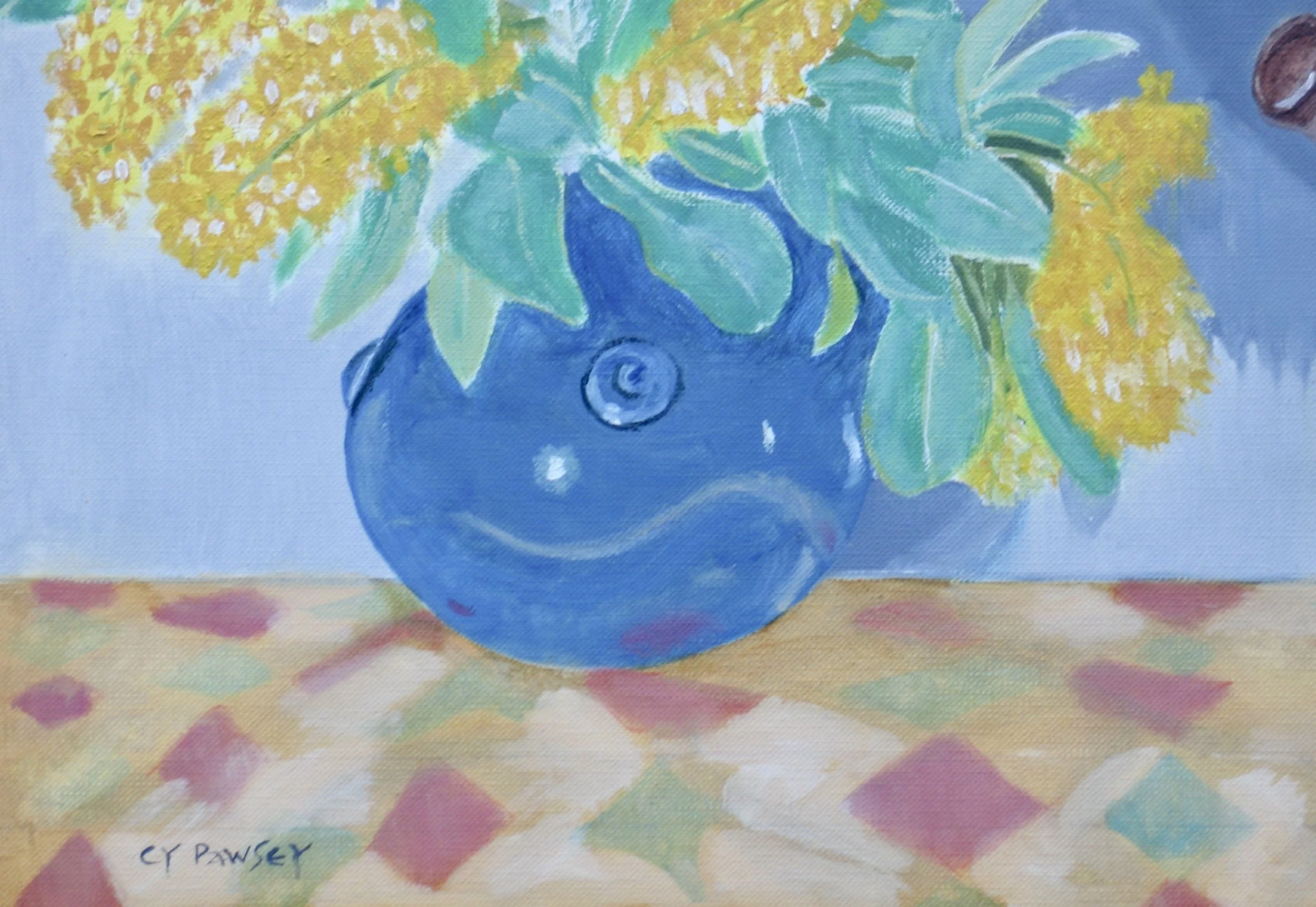 Original oil painting, studio pot detail