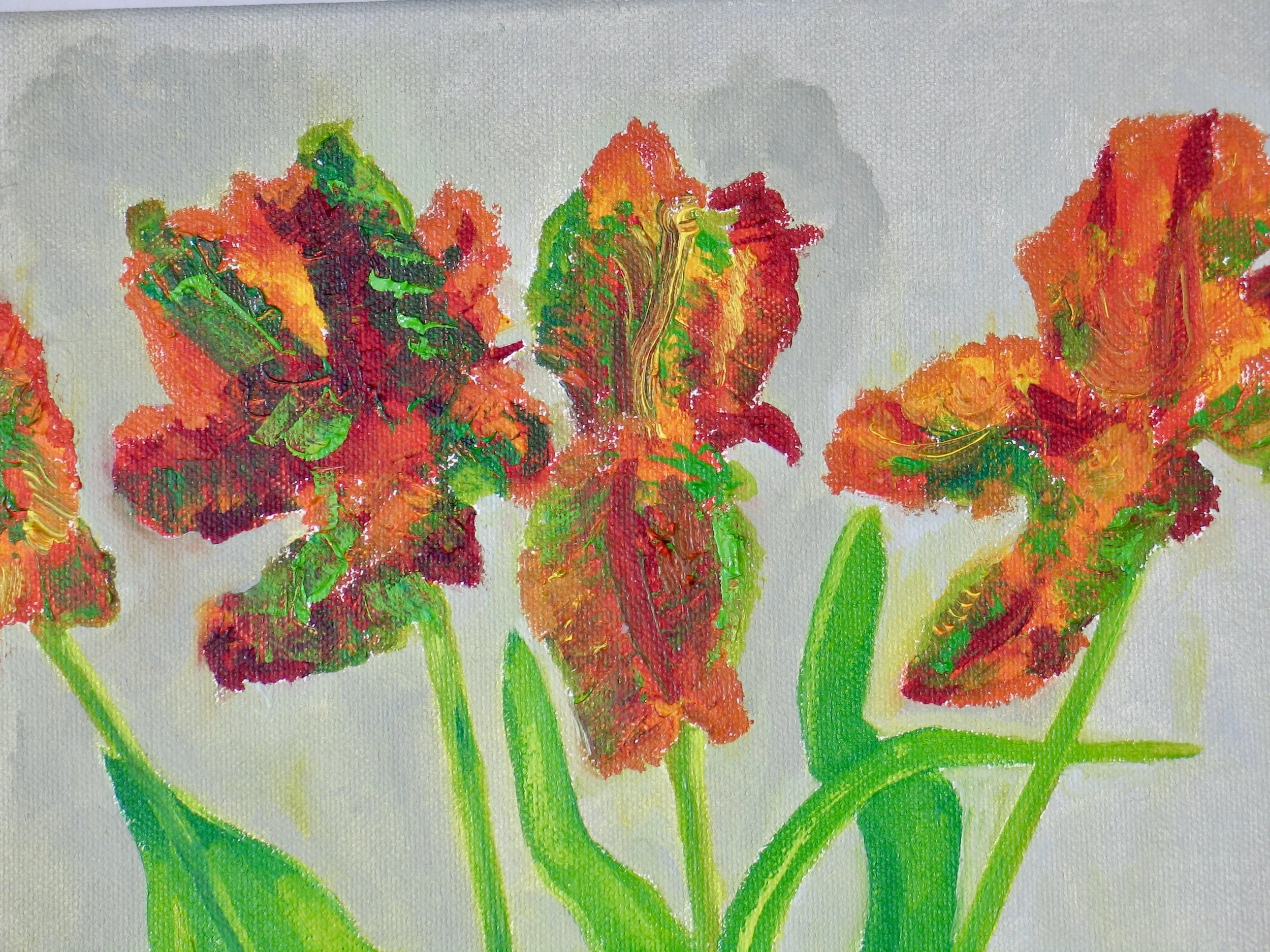 Tulips oil painting, detail