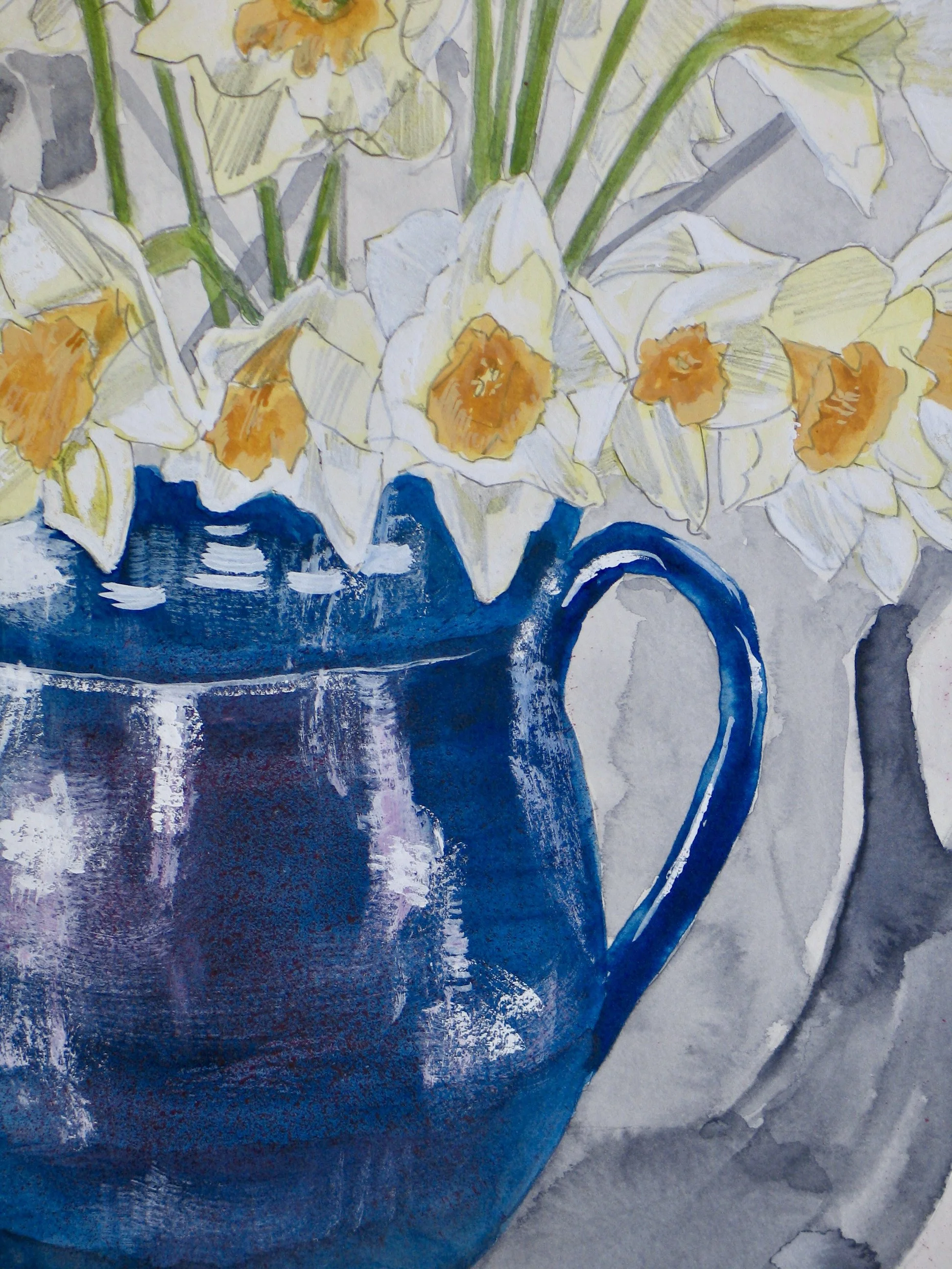 Pencil and watercolour painting, detail