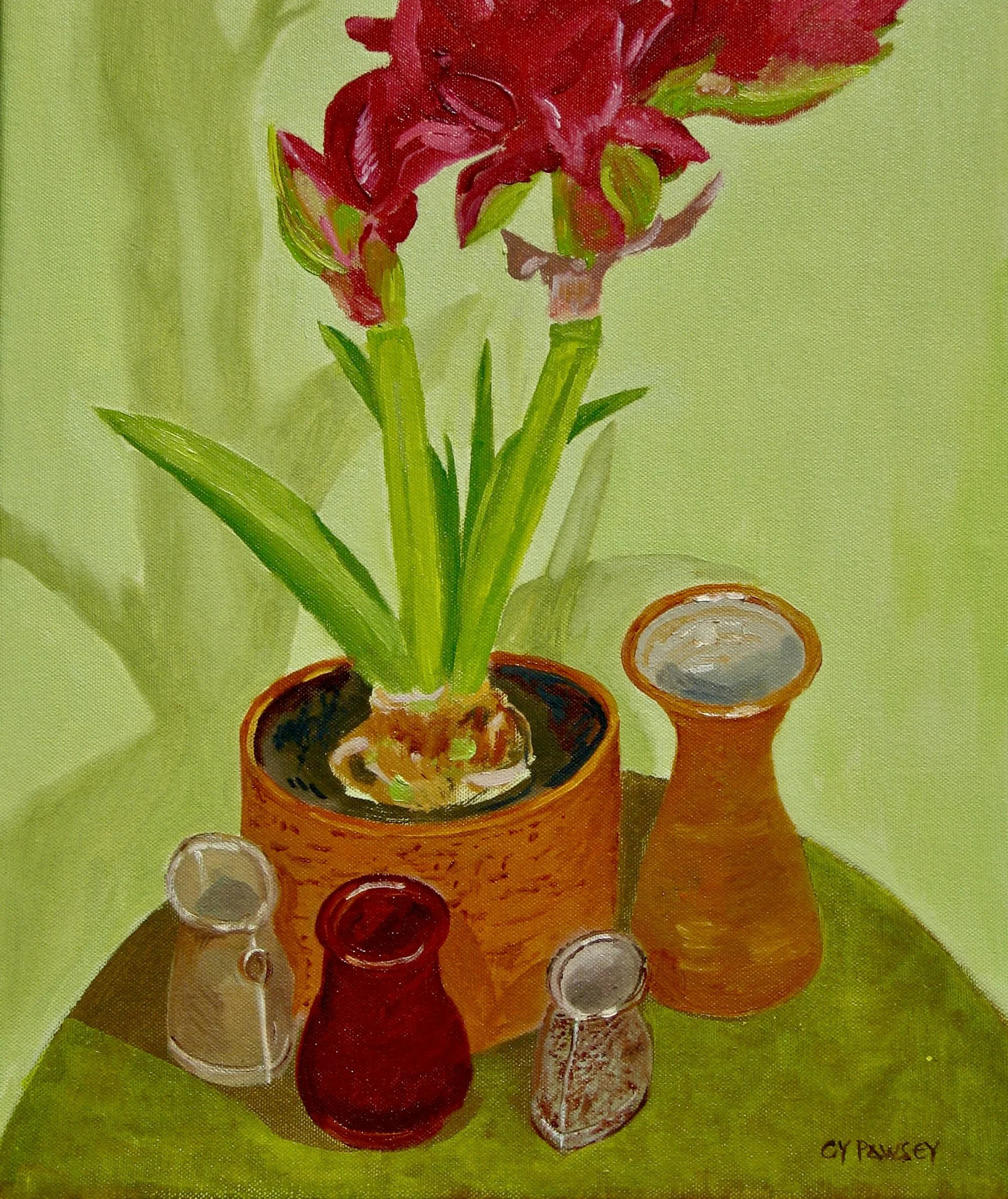 Bright painting for your wall - amaryllis flower by Cy Pawsey