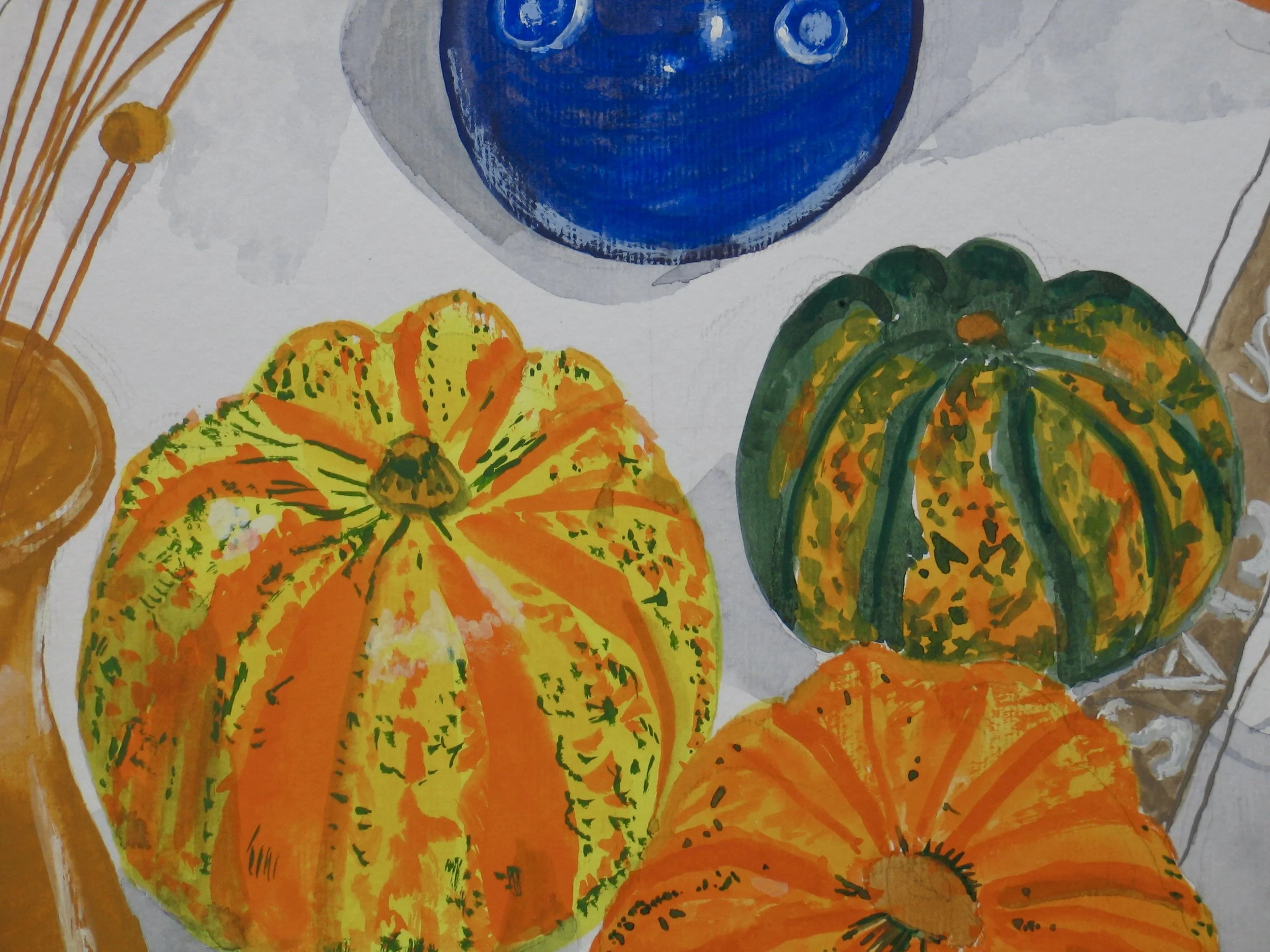 Gourds are a colourful autumn painting subject