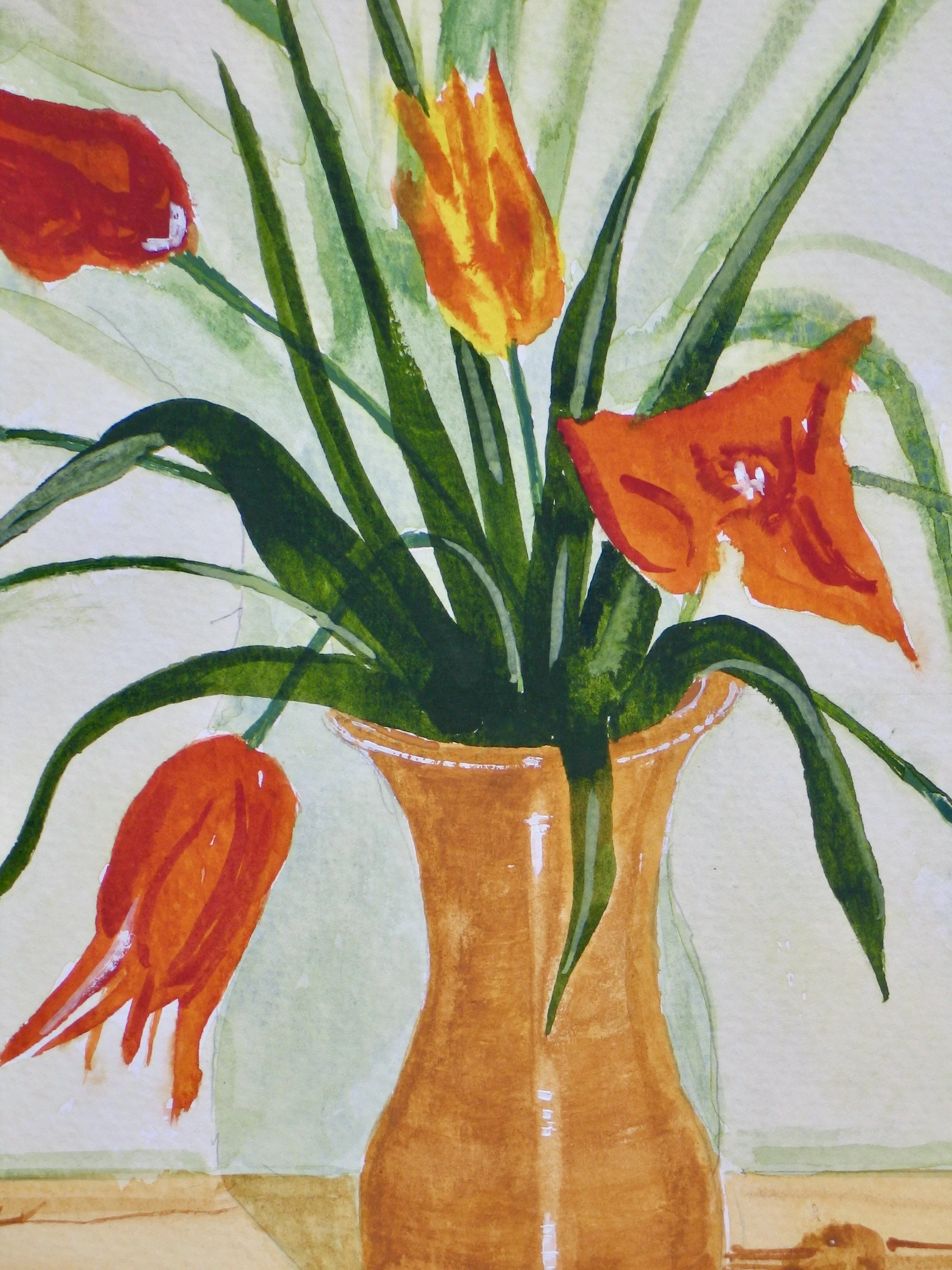 Tulips in a studio vase, detail