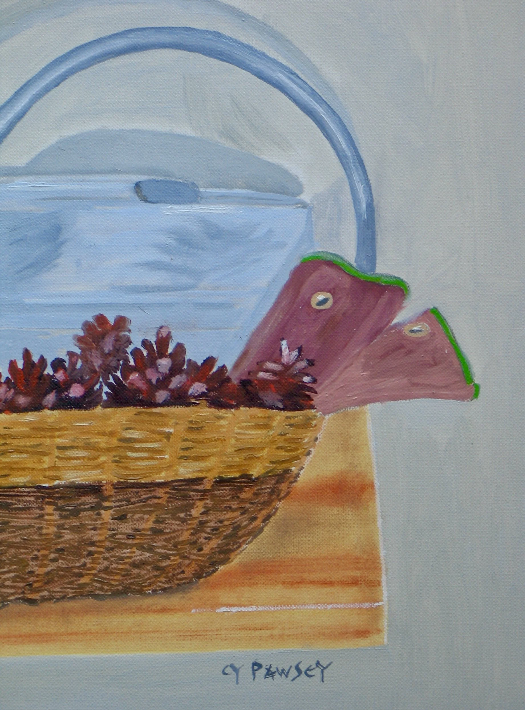 Gardener's items in a basket, detail by Cy Pawsey