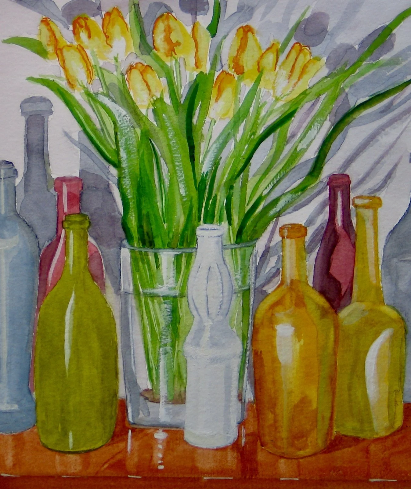 Still life painting in watercolour after Morandi