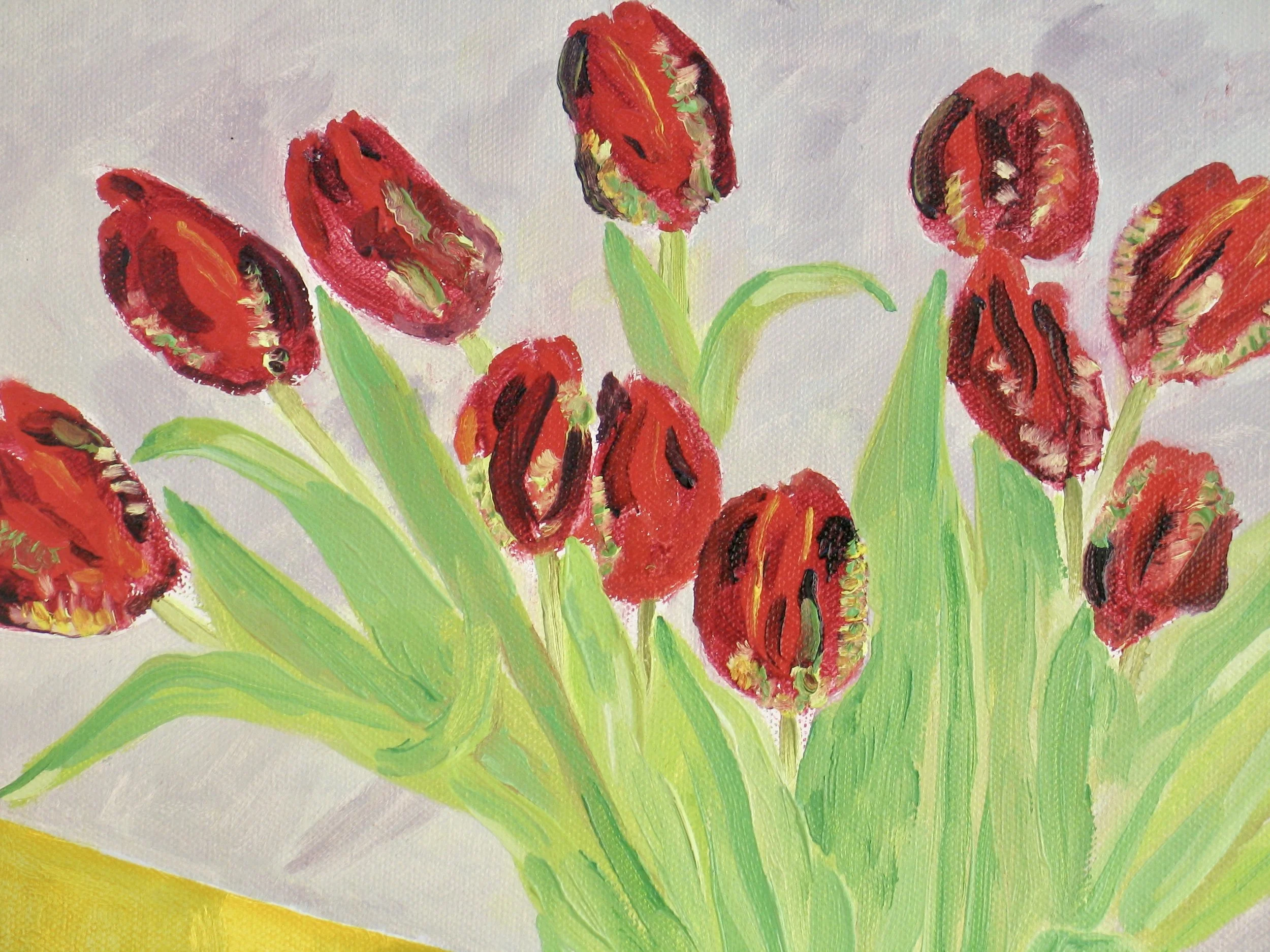 Red tulips oil painting at galeriecy.com