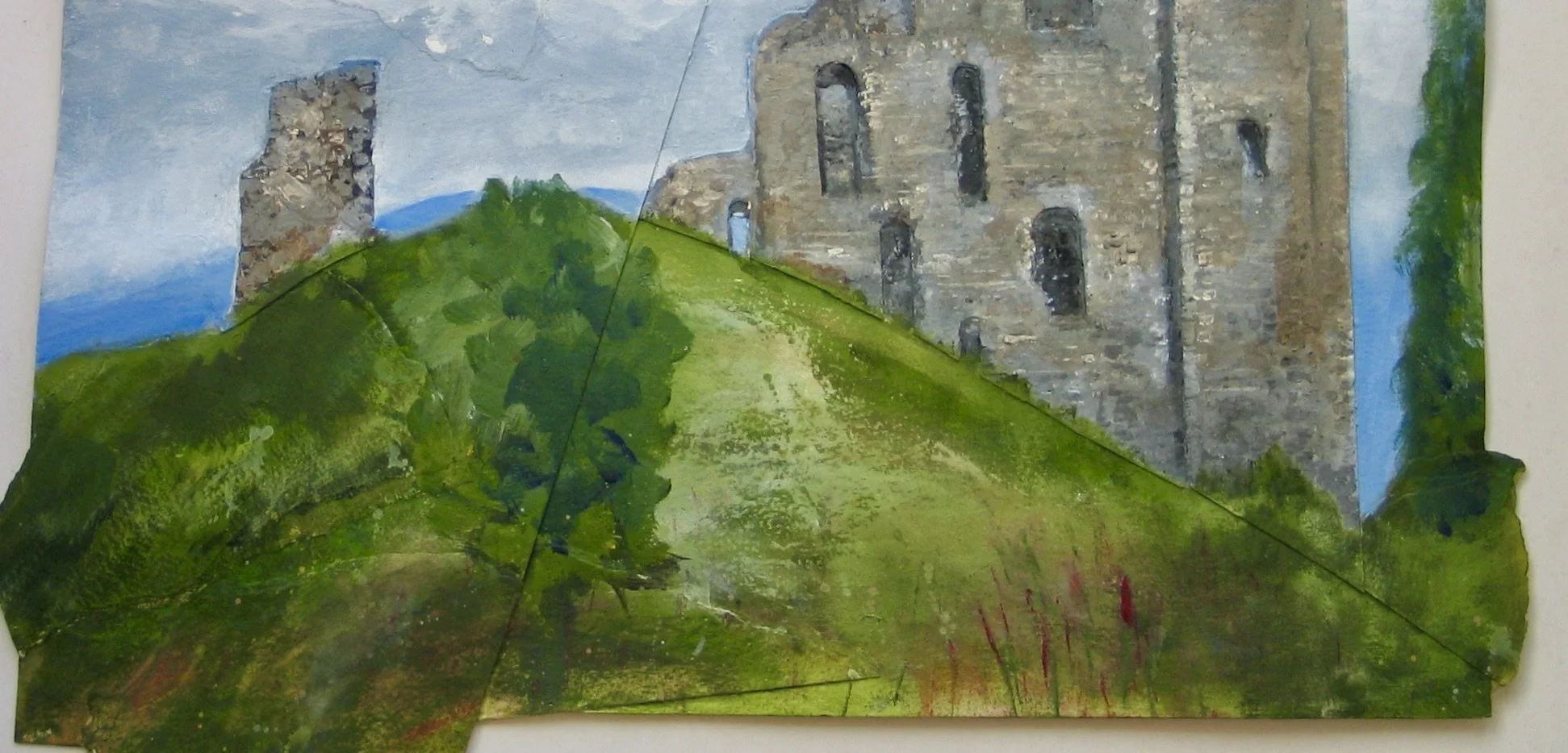 Detail from a collage painting of Clun Castle