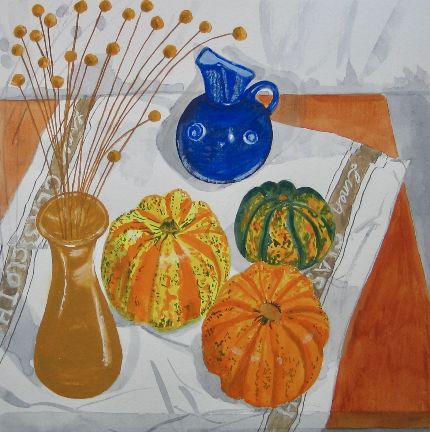 Still life painting in gouache by Cy Pawsey