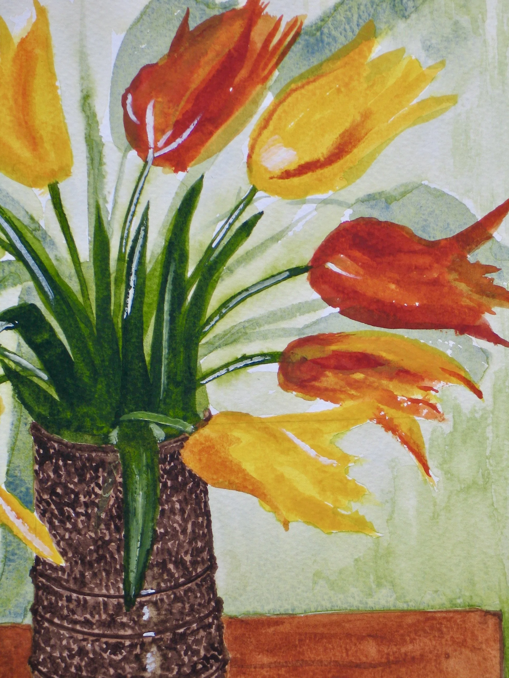 Vendeeglobe tulips in a vase, detail