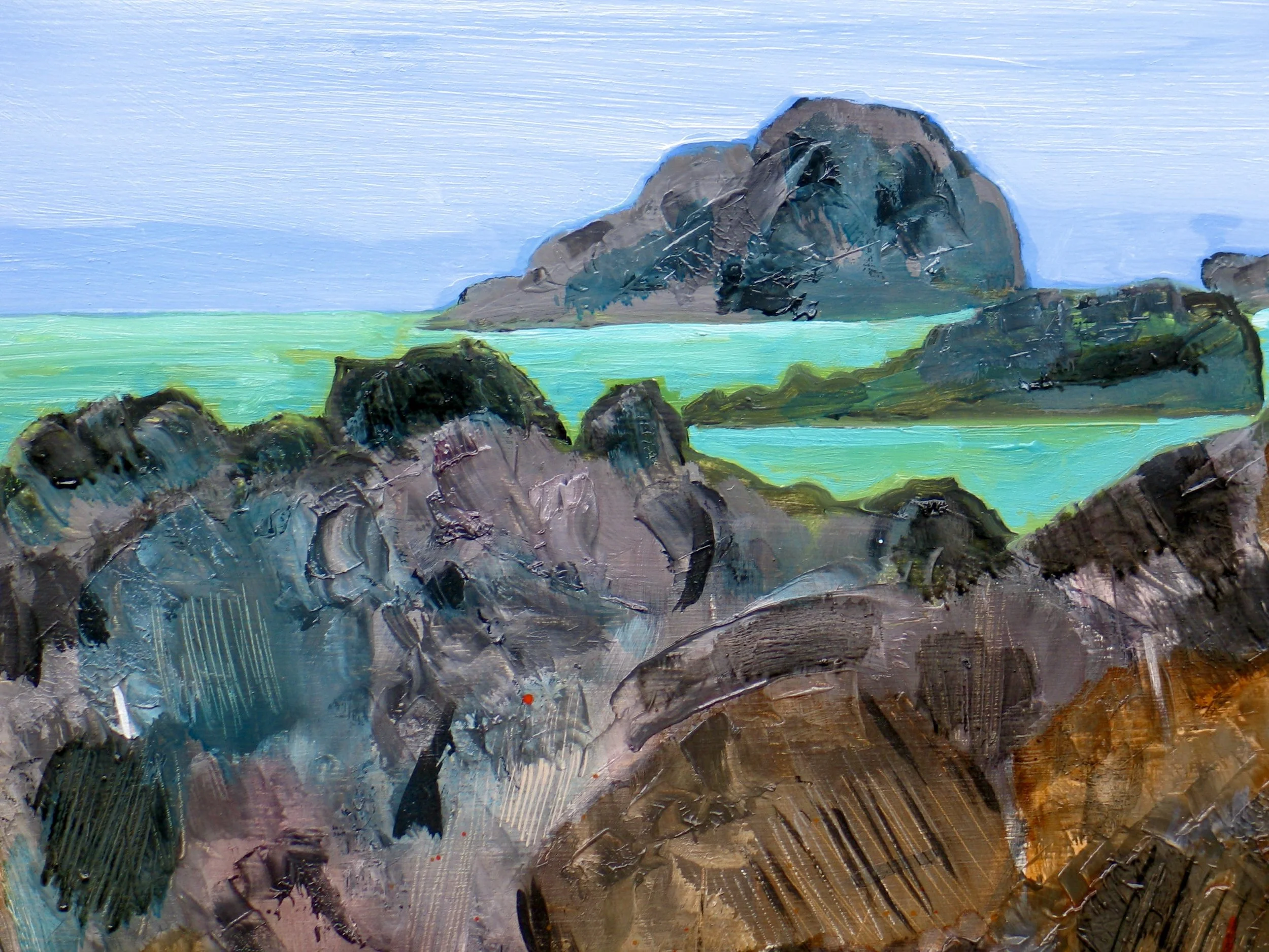 Rocks at Traeth Llyfn, detail from original oil painting by Cy Pawsey