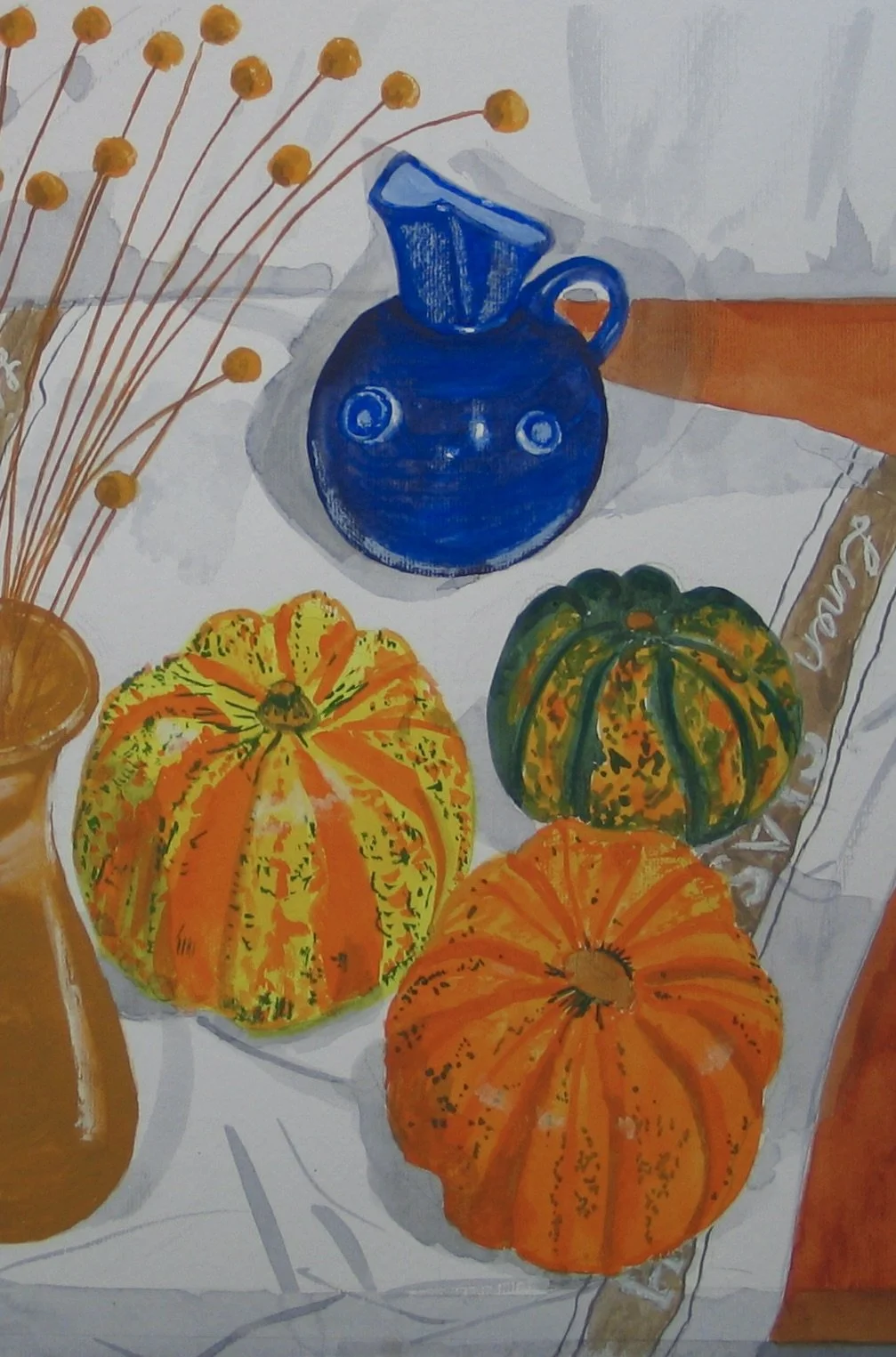 New gouache still life painting on sale at galeriecy.com