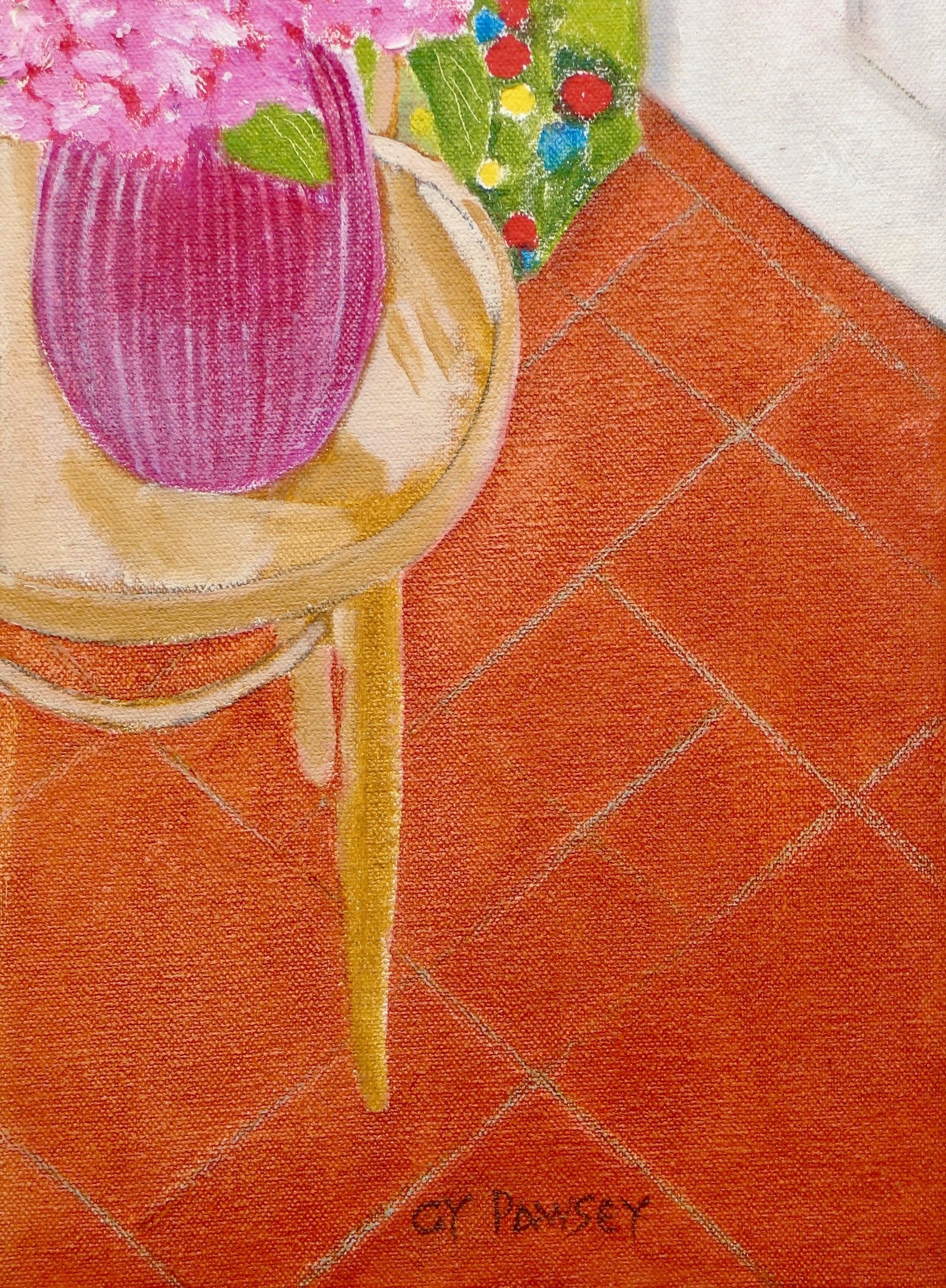 Original flower painting by Cy Pawsey, detail