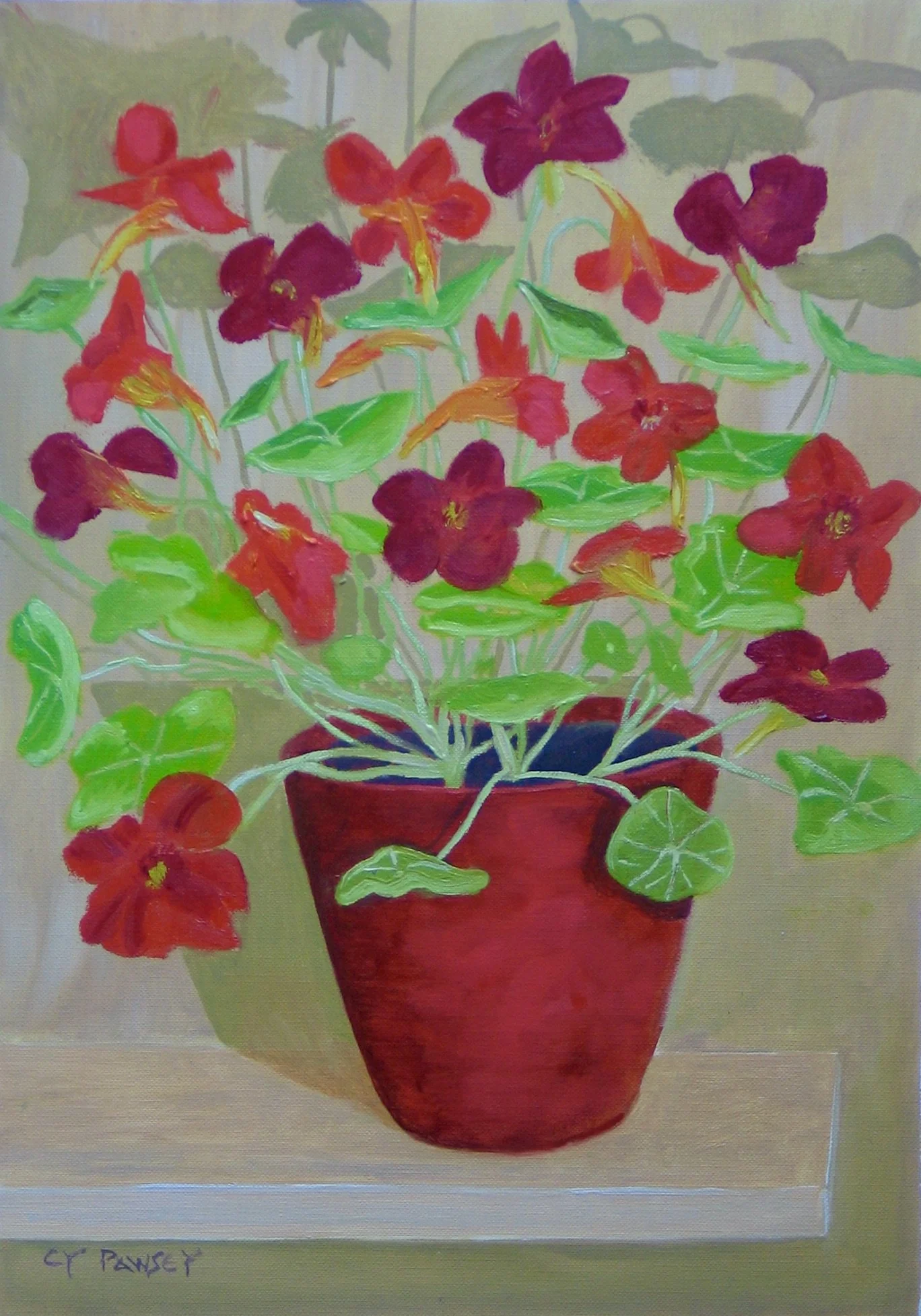 Nasturtiums by Cy Pawsey, oil painting