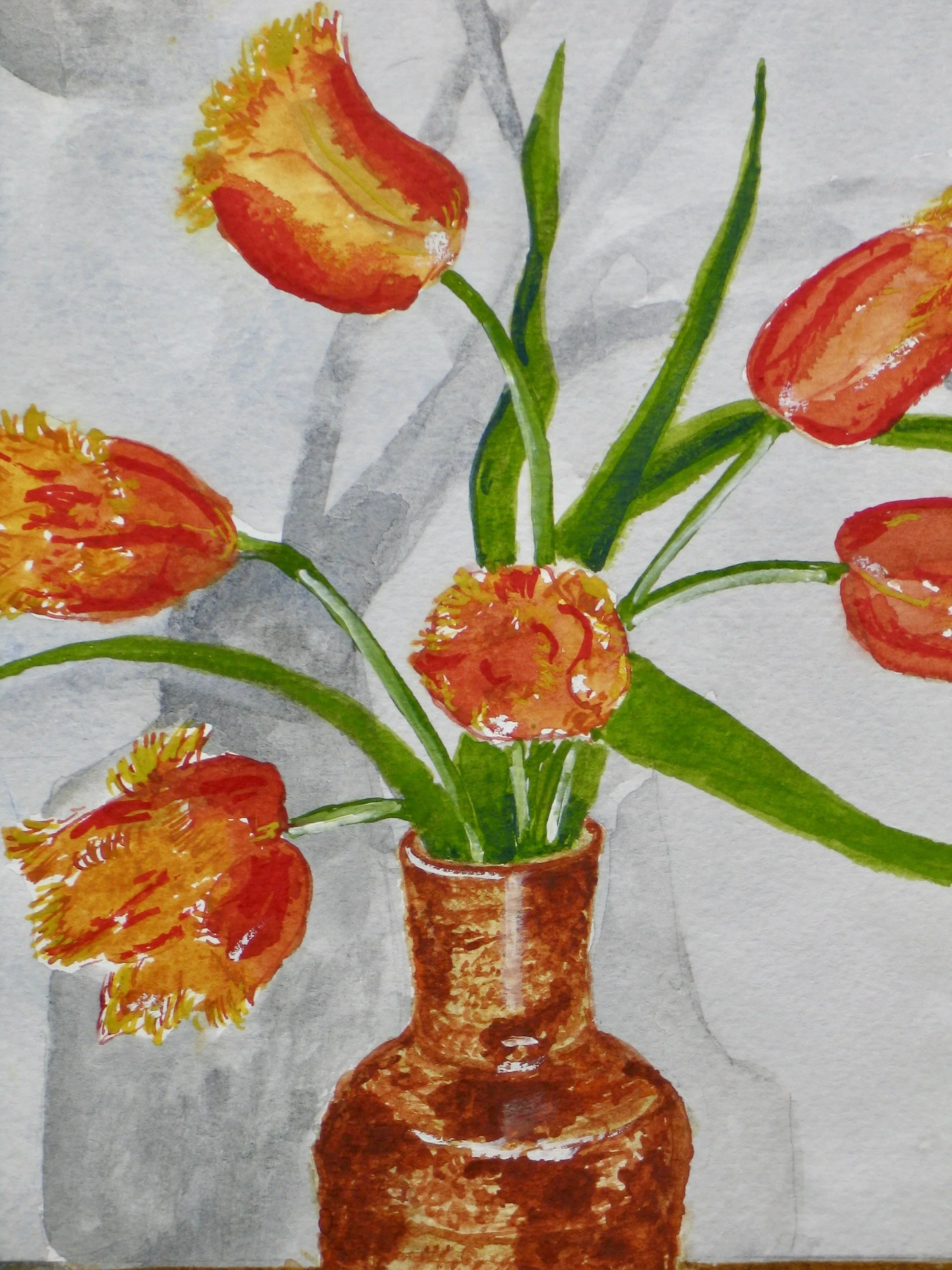 Lambada tulips in a studio pot, detail