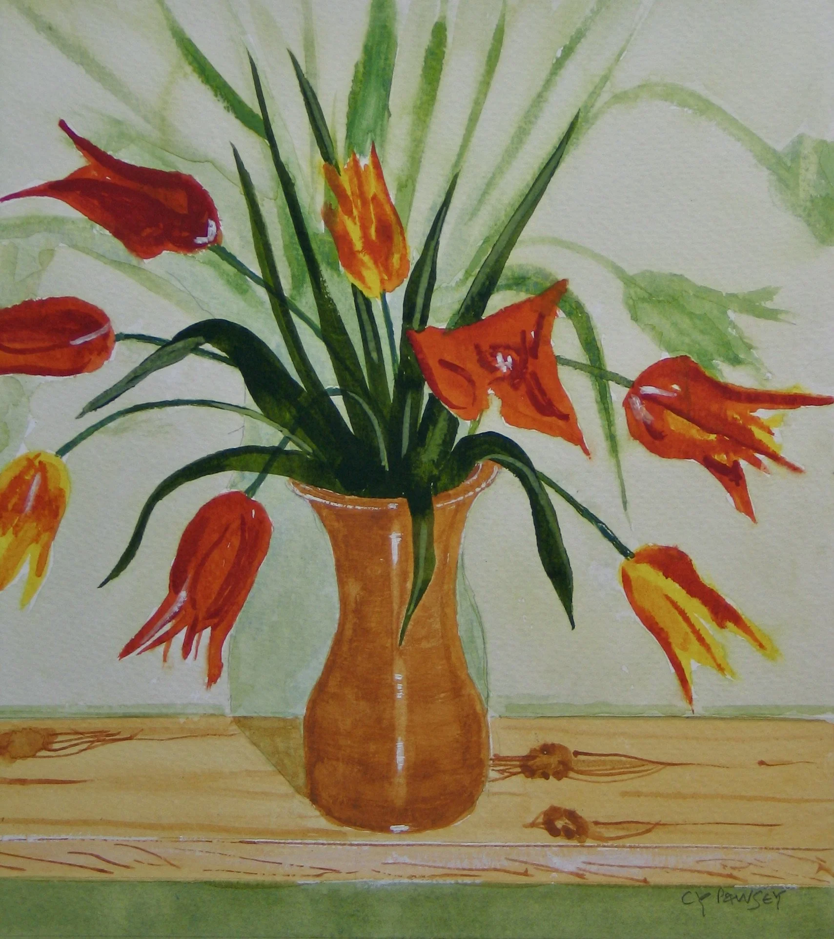 Studio vase with tulips, detail