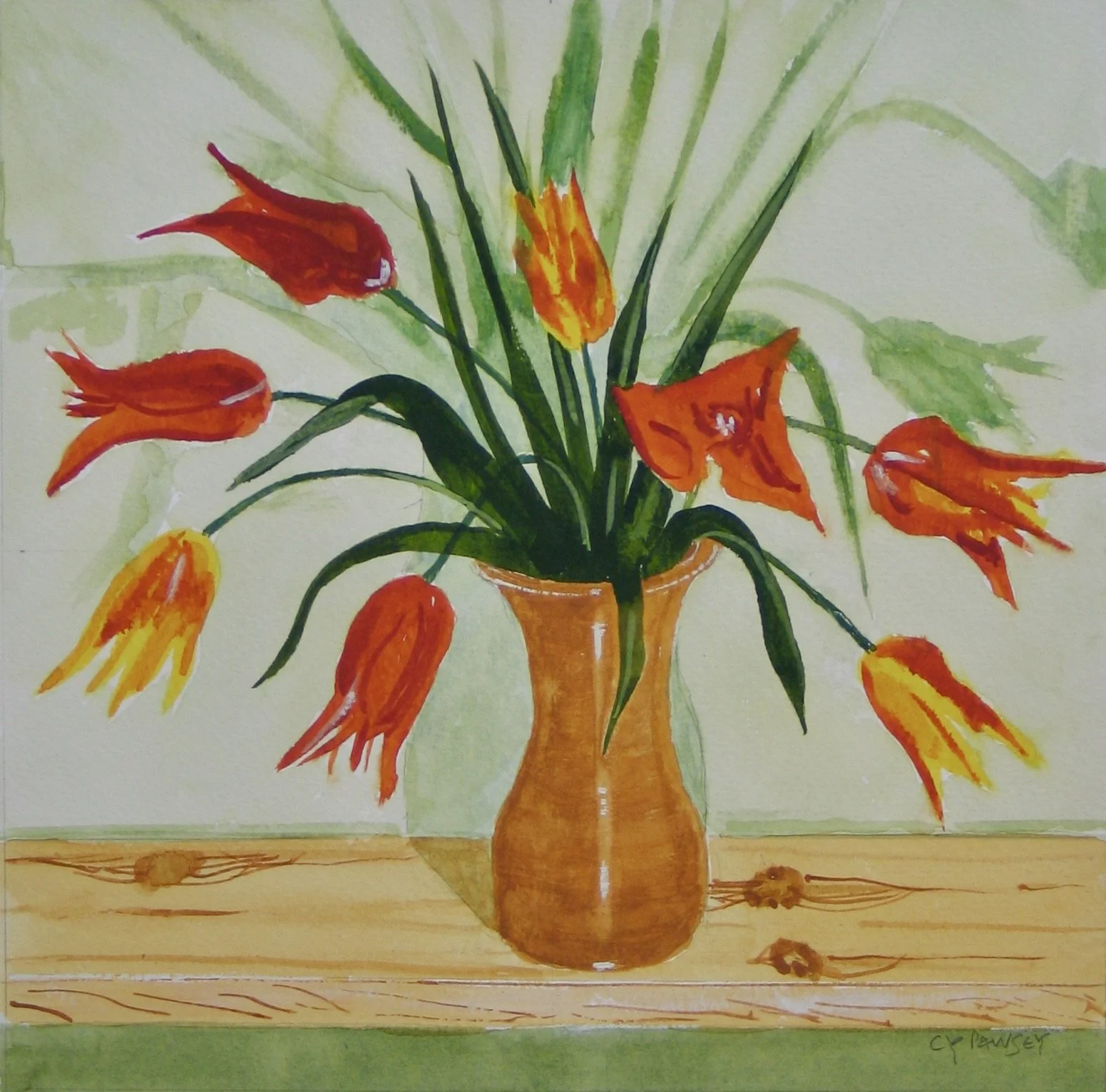 Vase with "Vendeeglobe" tulips by Cy Pawsey