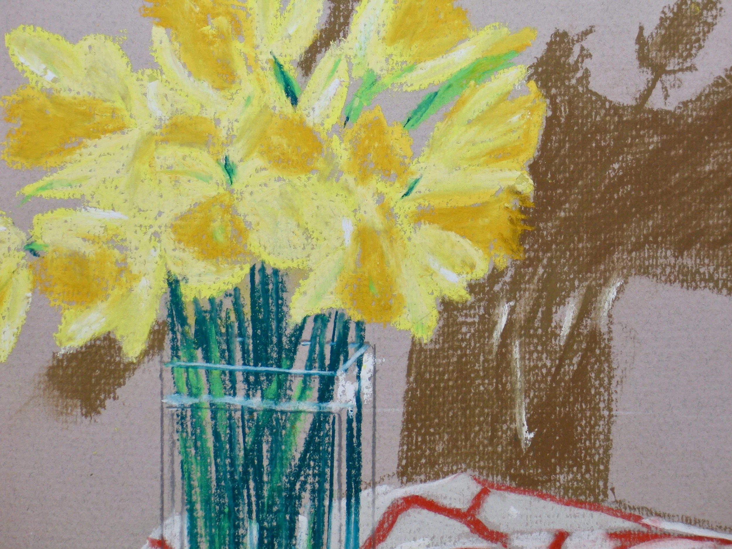 Detail from square format flower painting by Cy Pawsey