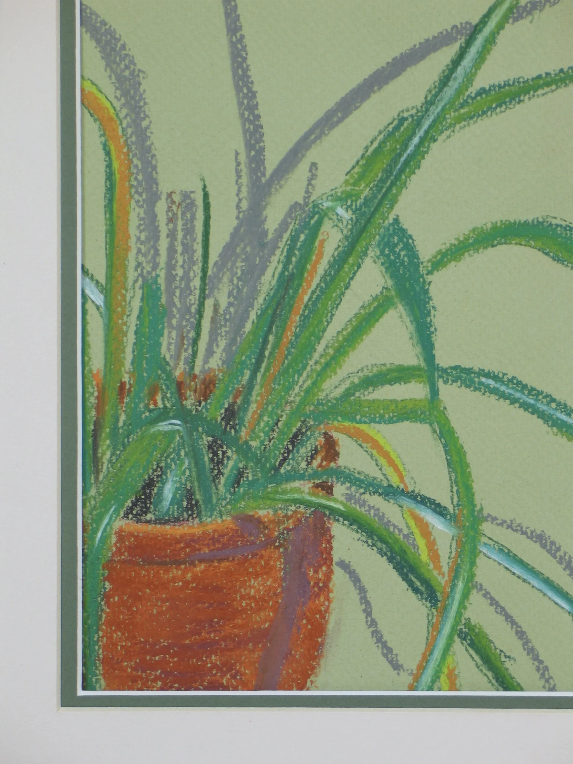 terracotta pot with lily, detail of pastel painting at galeriecy.com