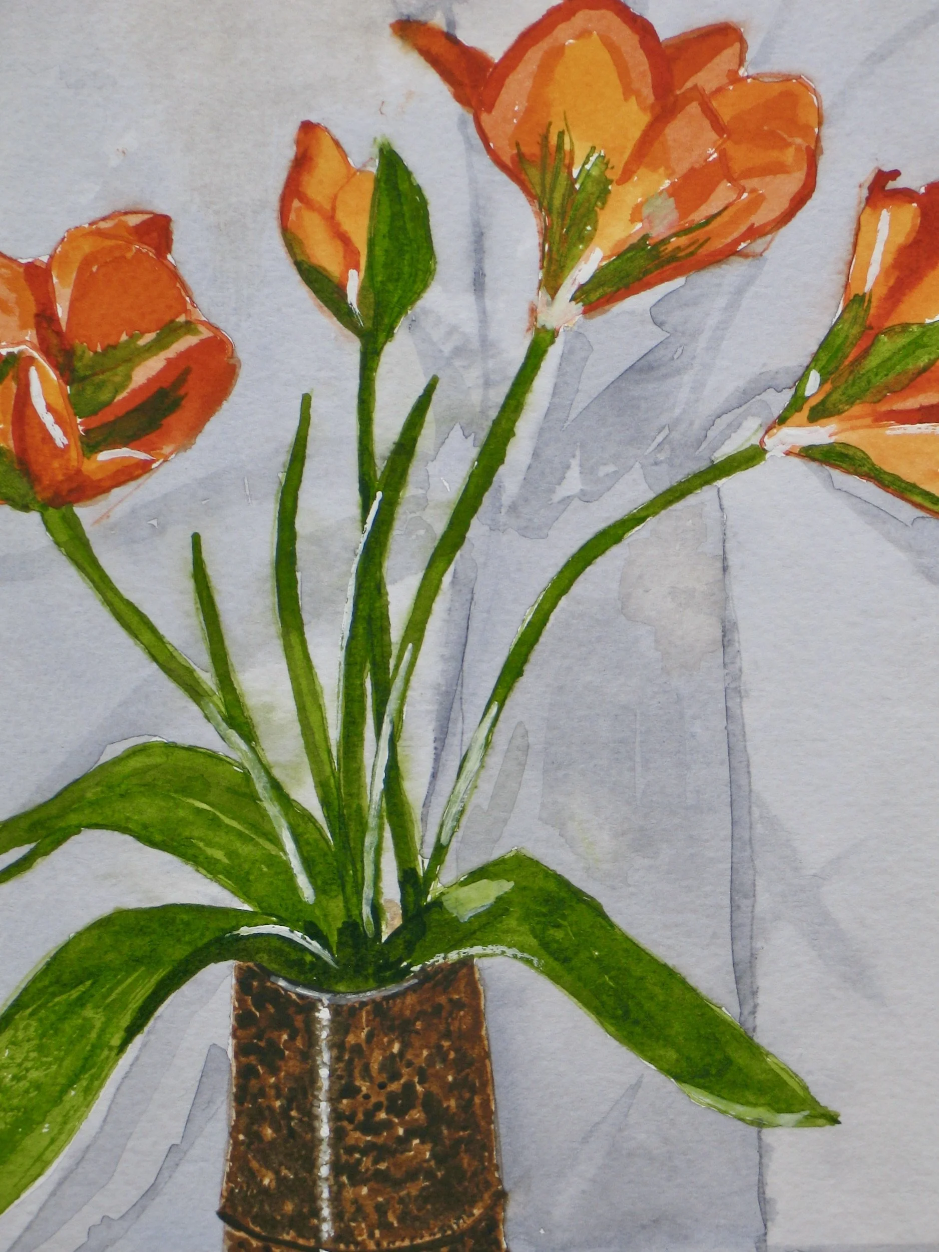 Tulips in a studio pot, detail