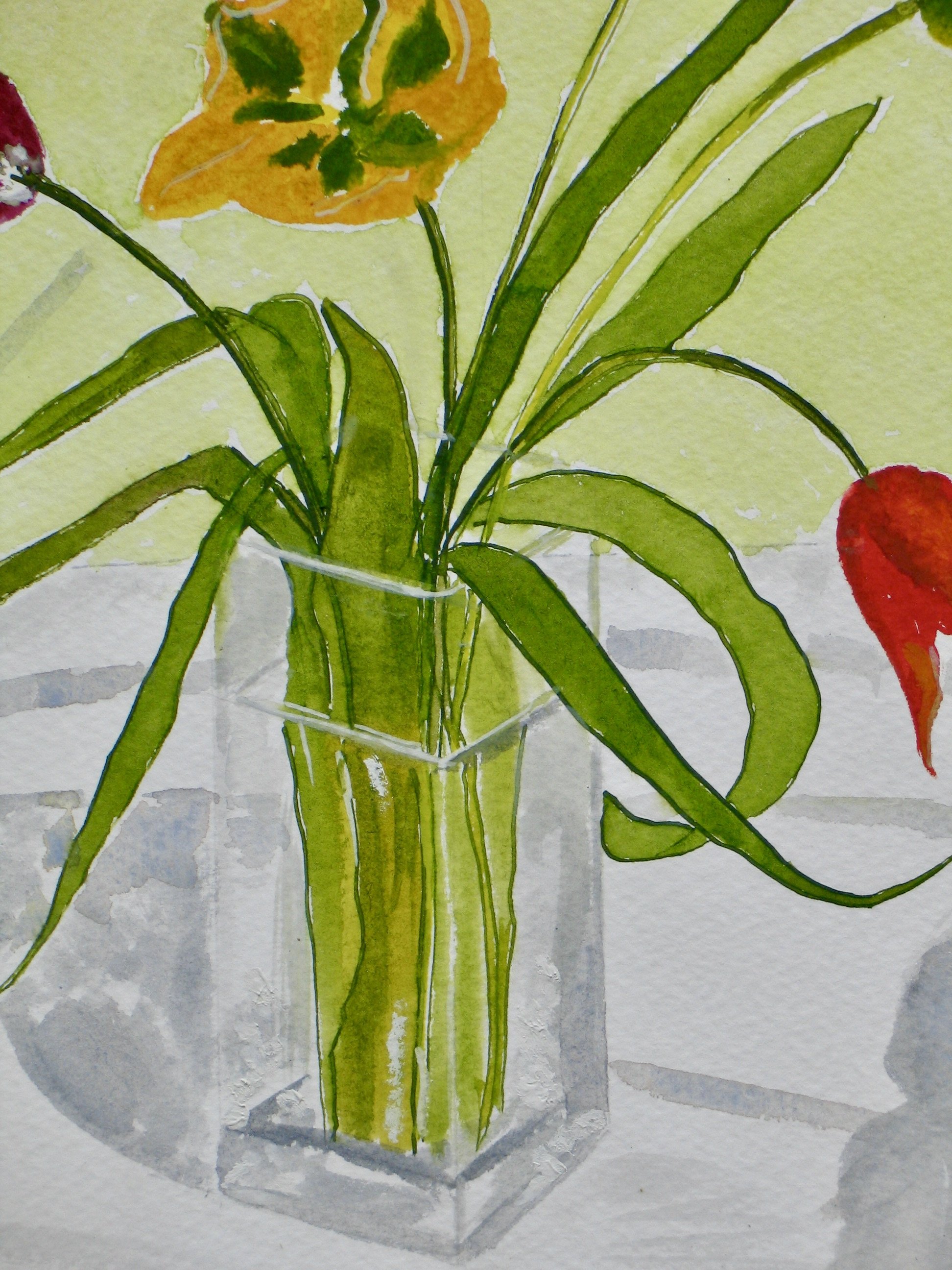 Tulips watercolour painting for sale at galeriecy.com