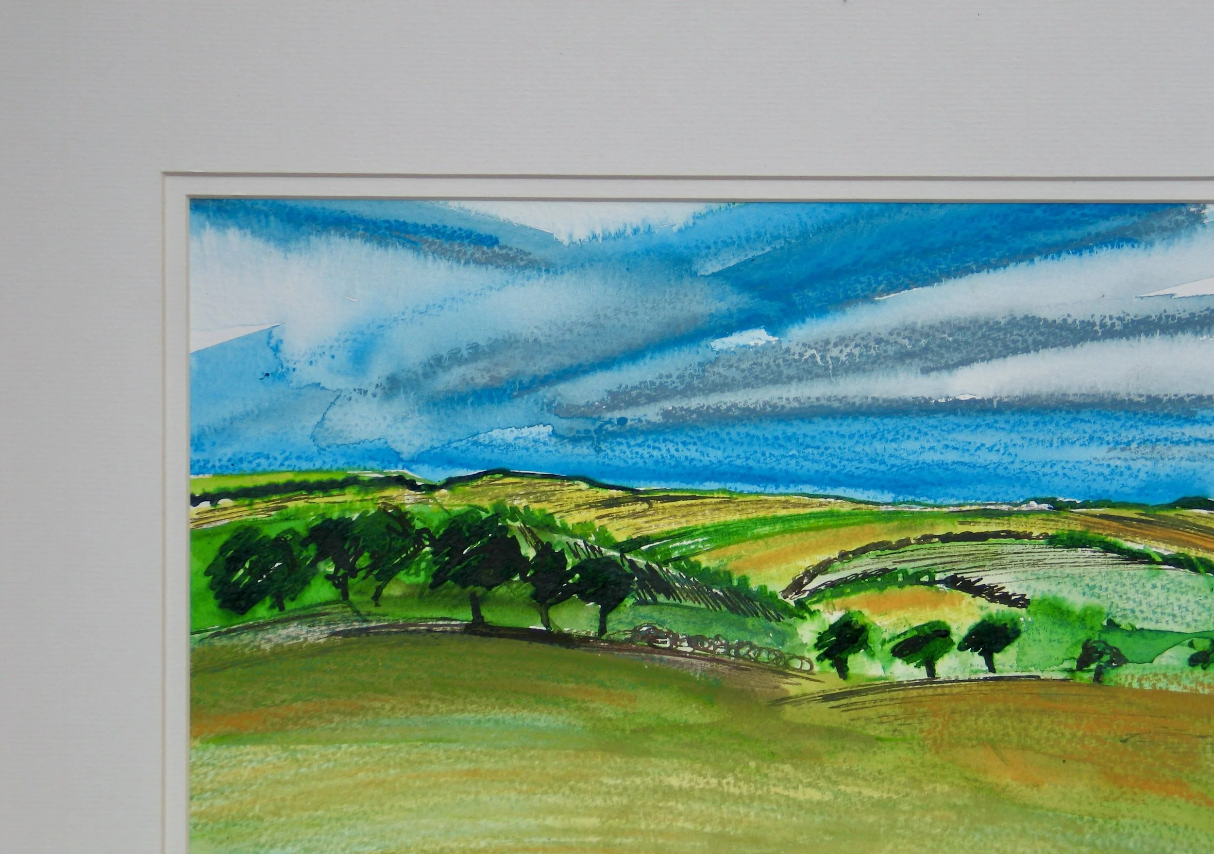 Brecon Beacons painting in double mount ready to frame