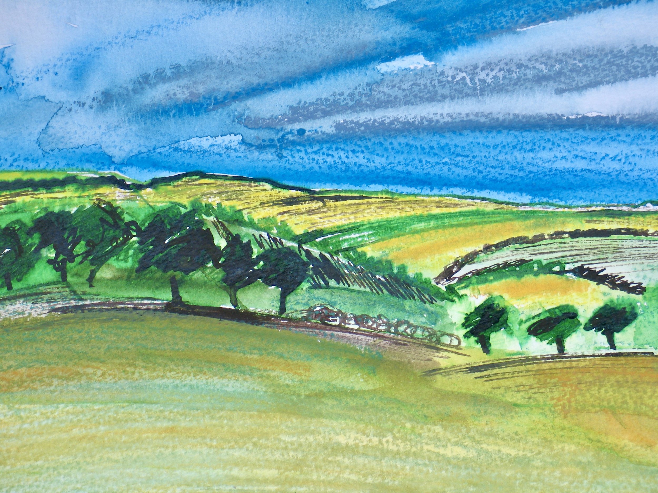 Brecon Beacons mixed-media painting by Cy Pawsey