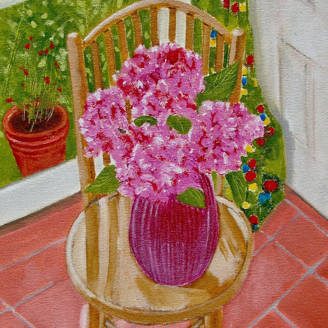 Bentwood chair with vase of flowers, detail by Cy Pawsey