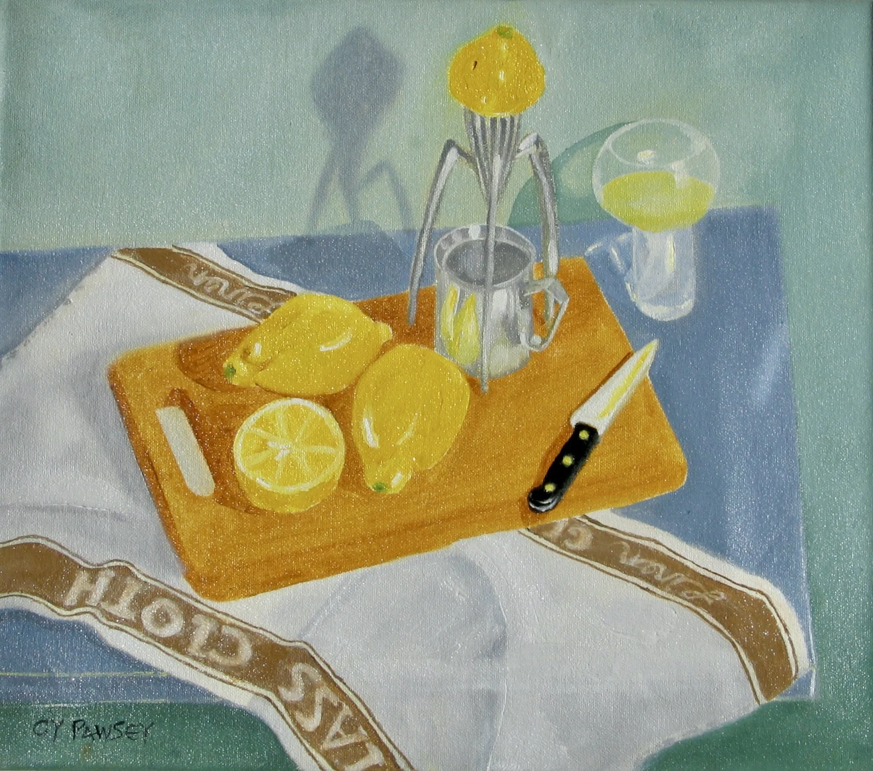 Still- life with lemons, original oil painting by Cy Pawsey