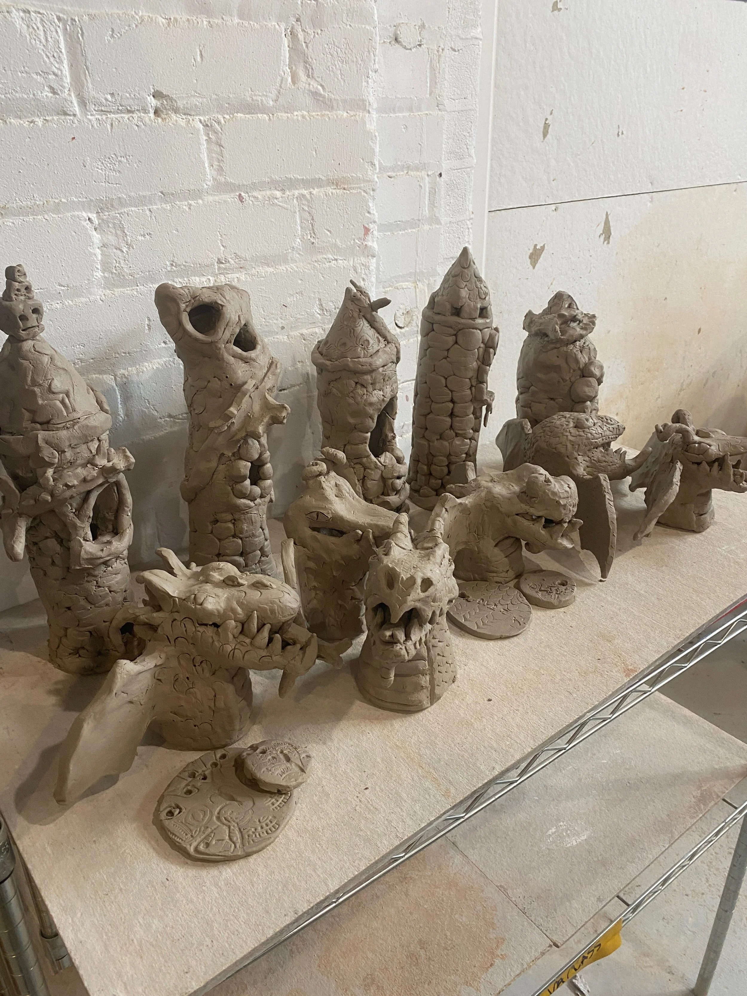Clay Dragons and Castles unfired.jpg