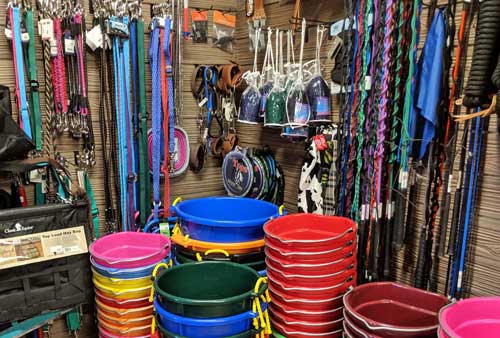 buckets, whips, and other stable supplies