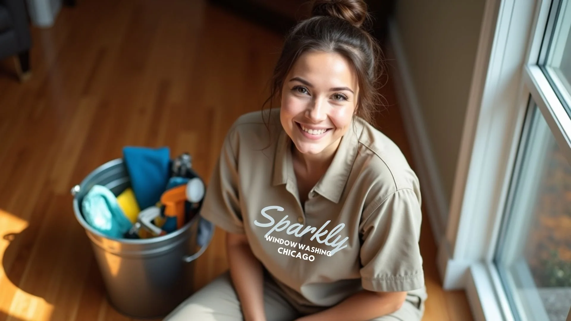 Trained Cleaner Carefully Polishing Wooden Floors For A Spotless Finish