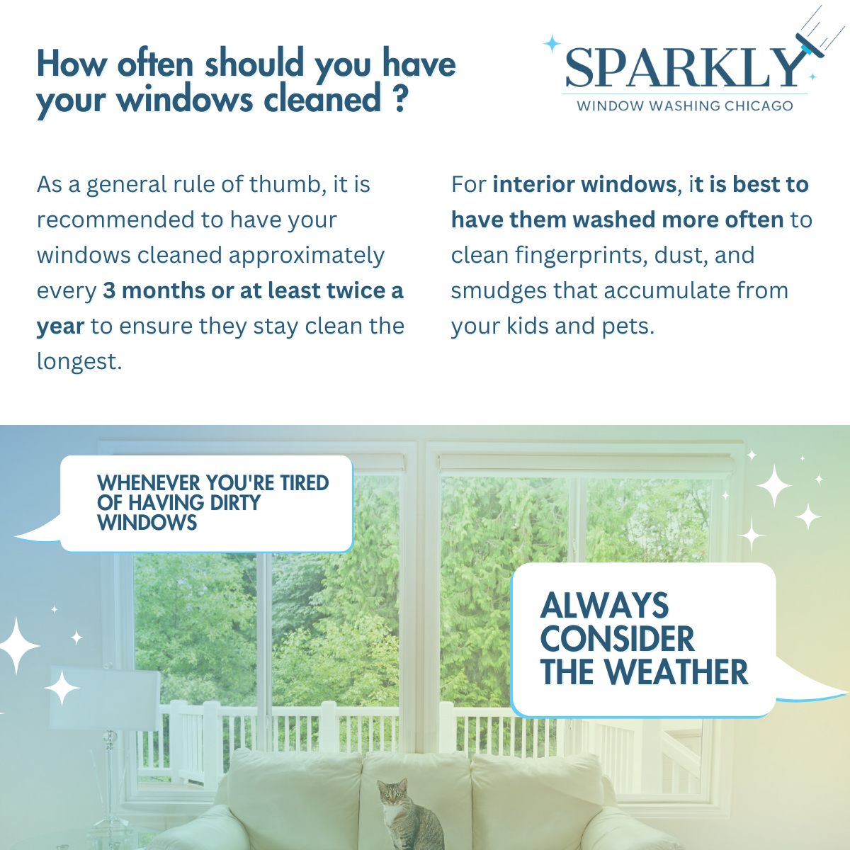 Sparkly Window Washing How Often Should You Have Your Windows Cleaned Graphic
