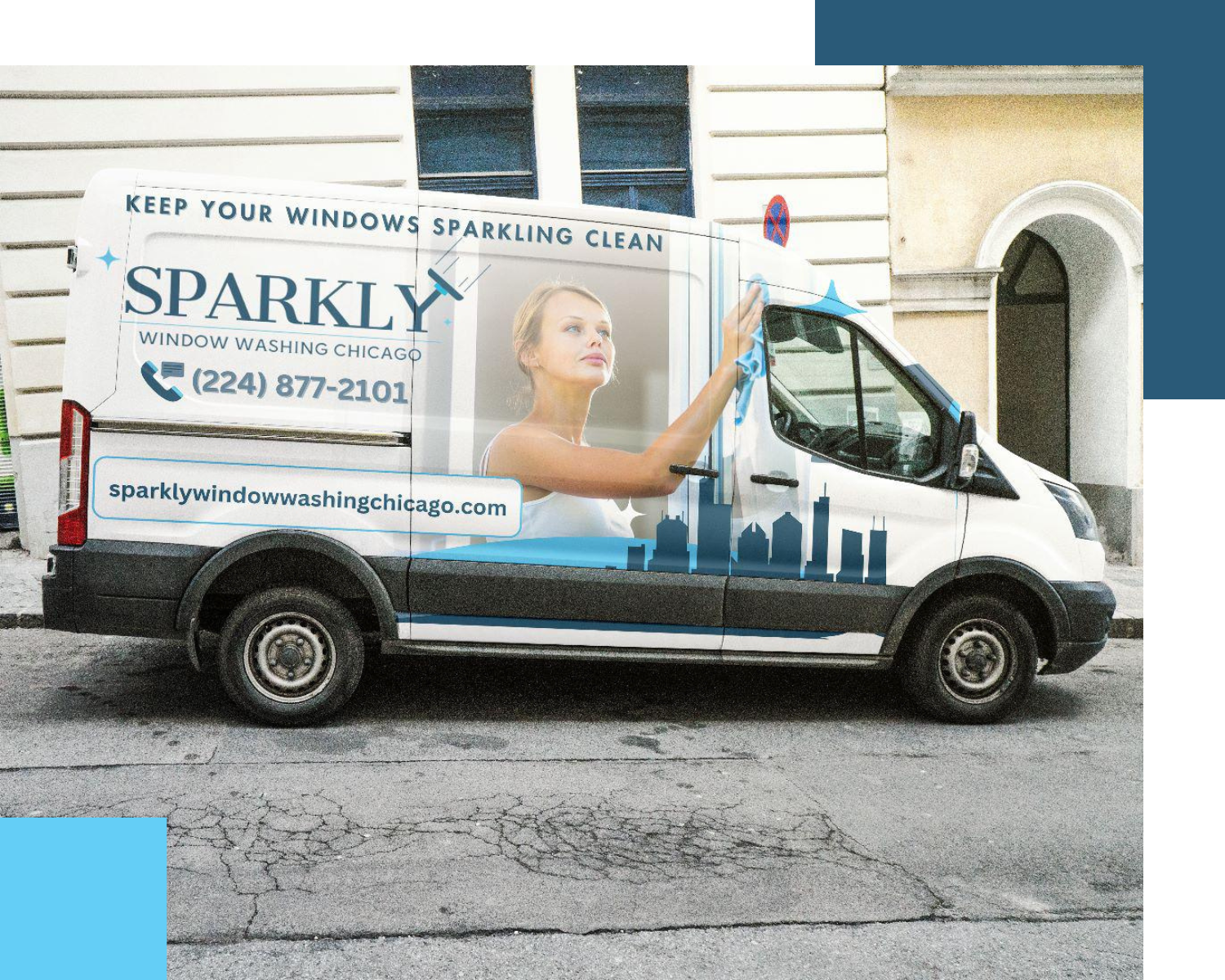 Sparkly Window Washing Van Image