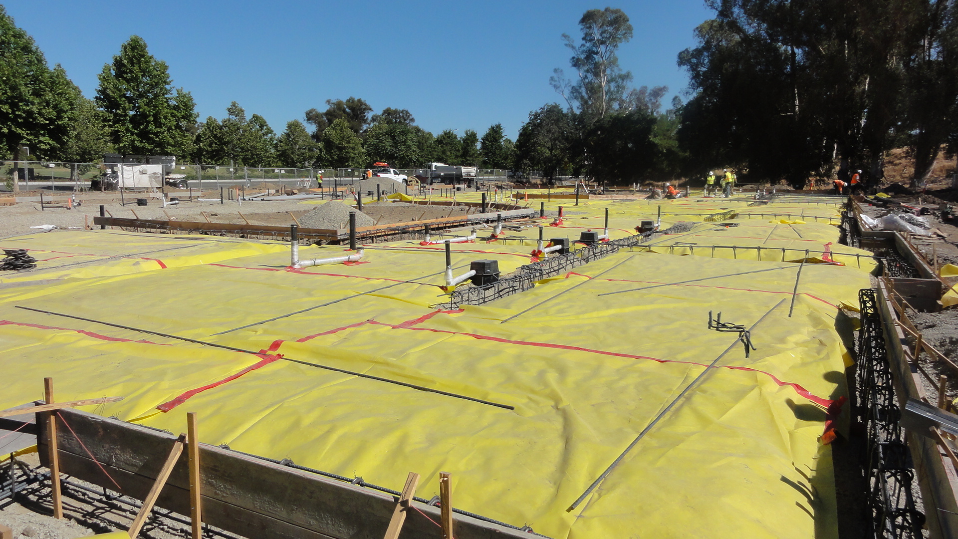 Vapor barrier in place just before concrete is to be poured