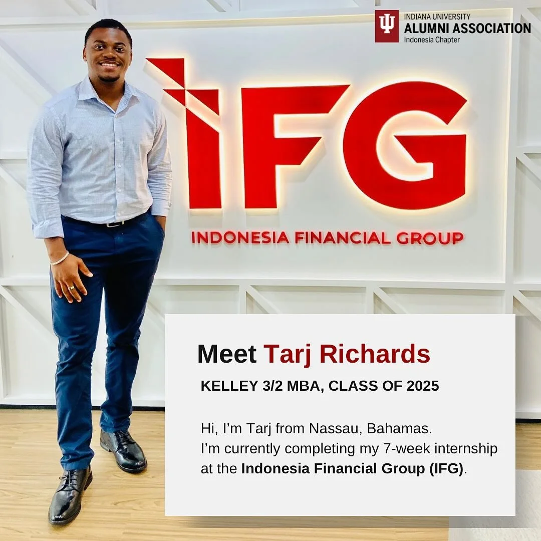 Meet Tarj Richards, a current Kelley 3/2 MBA candidate who recently completed his internship in Jakarta, Indonesia as part of the BUS-A 505 International Field Study Project.

During his internship, Tarj had the opportunity to work at the Indonesian 