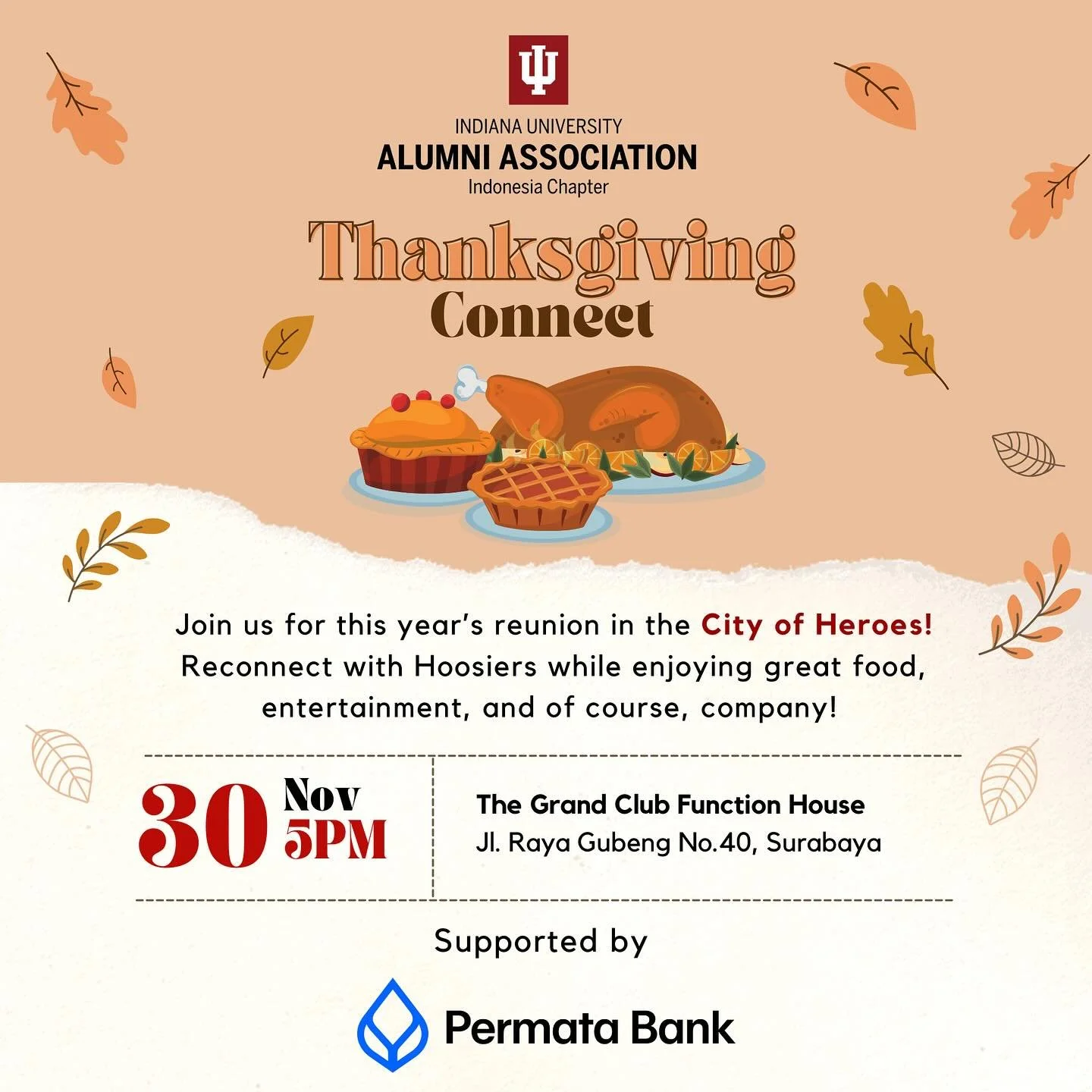 🦃 Join us this Thanksgiving Dinner! 🦃

For the first time ever, join YAIUIs annual reunion in the City of Heroes for an unforgettable night of reconnecting with Hoosiers! Enjoy delicious food, great entertainment, and fantastic company.

🗓️ Date: 