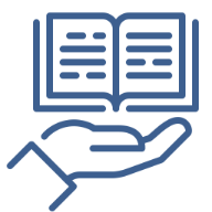 Open book resting on an open hand icon representing transparency, open communication, informed care, and ethical counseling practices at Iron City Counseling.