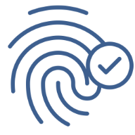 Fingerprint icon with a checkmark symbol representing authenticity, trust, and genuine counseling care at Iron City Counseling.
